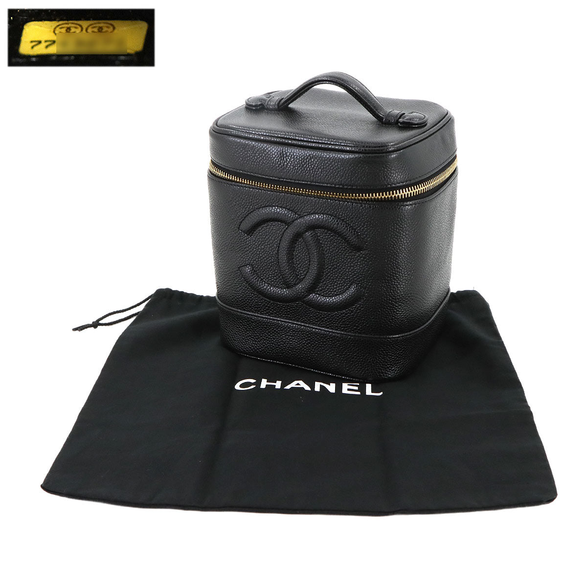 Vanity Hand Bag Leather Black A01998 Vintage Purse