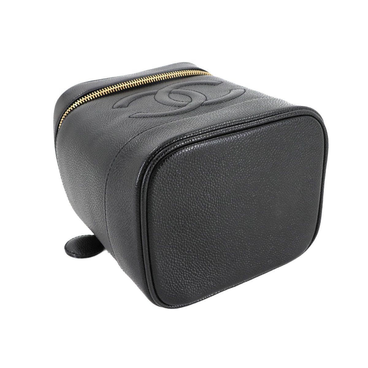 Vanity Hand Bag Leather Black A01998 Vintage Purse