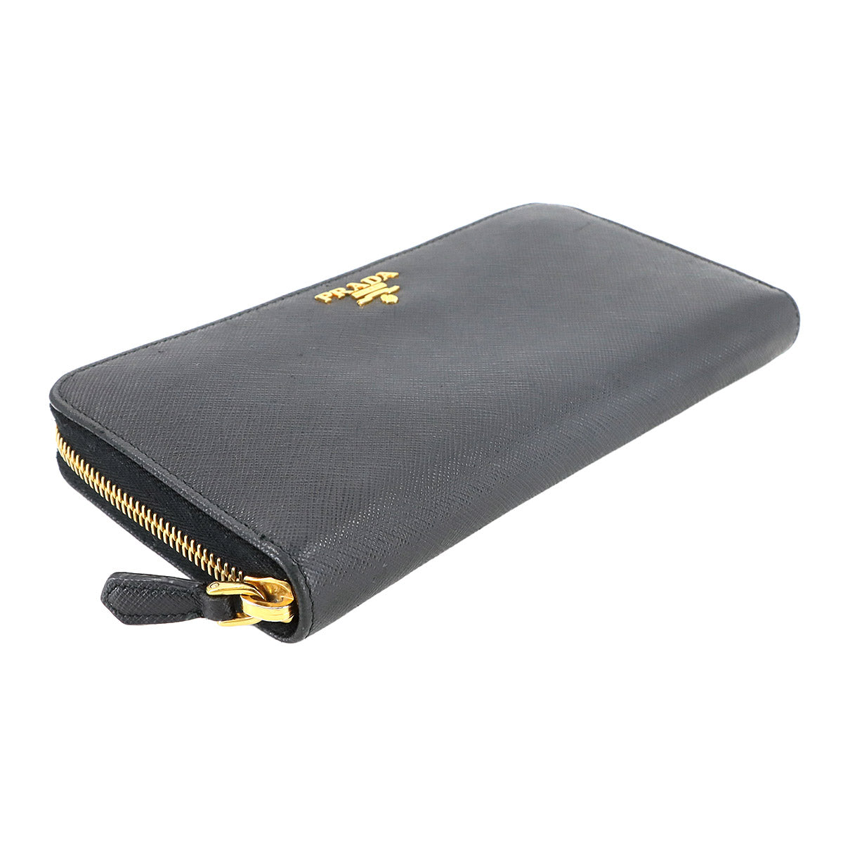 Zipped Around Long Wallet Saffiano Leather Black 1ML506 Purse