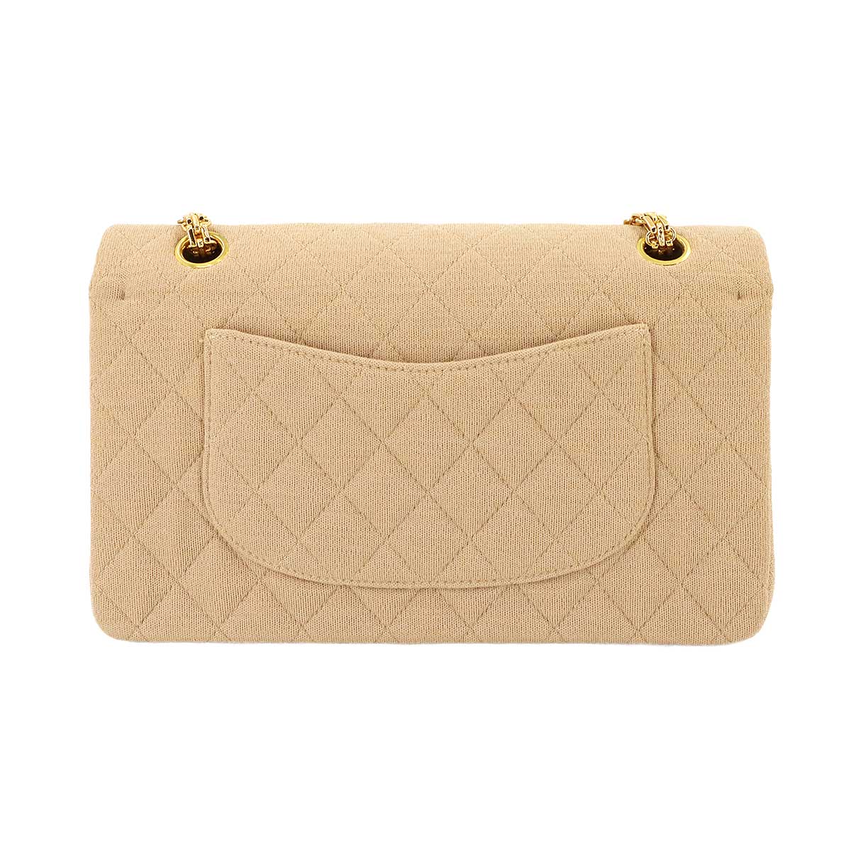 Matelasse Chain Shoulder Bag Cotton Jersey Beige Vintage