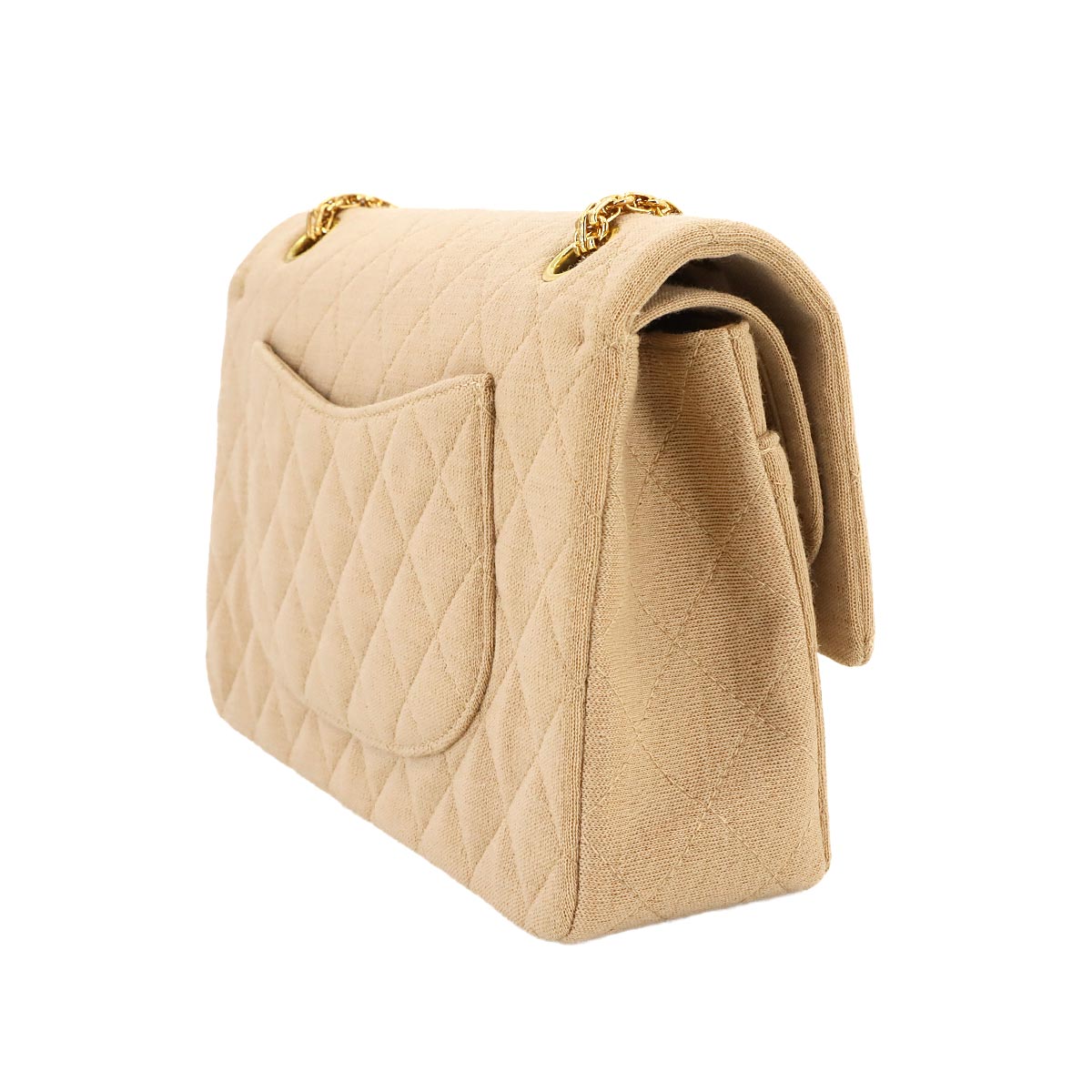 Matelasse Chain Shoulder Bag Cotton Jersey Beige Vintage