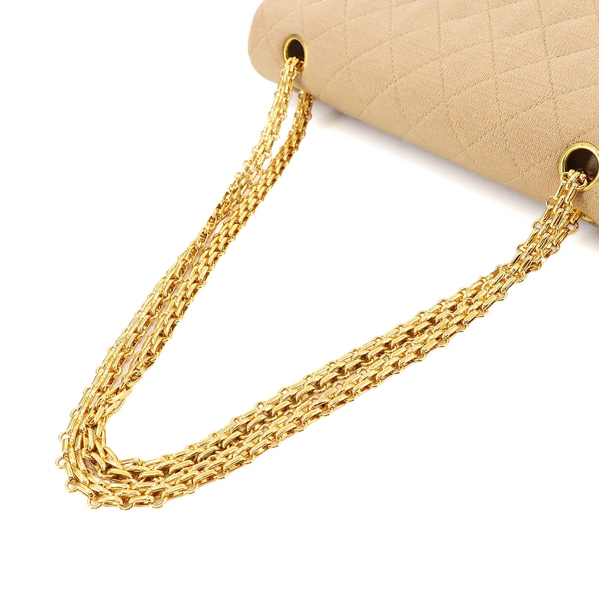 Matelasse Chain Shoulder Bag Cotton Jersey Beige Vintage