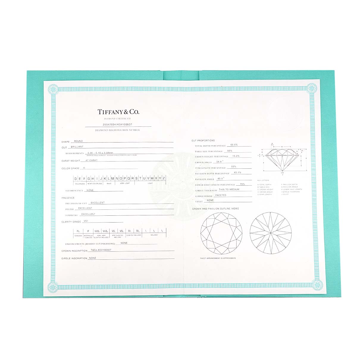 Solitaire Diamond 0.47ct H/VS1/3EX Ring Pt Size5.75-6(US)