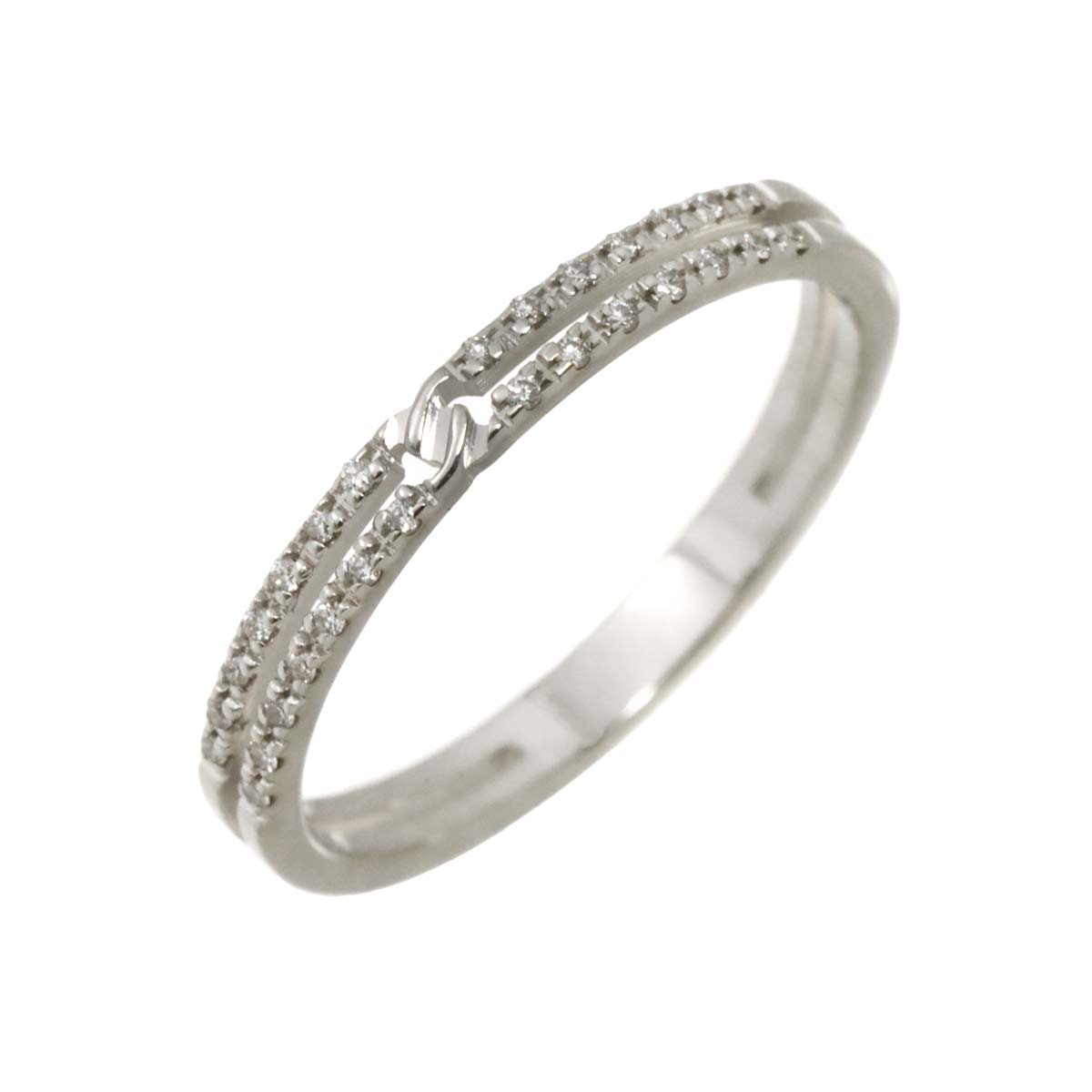 Infinity Diamond Ring 18K K18 WG White Gold 750 size10 5.25(US)