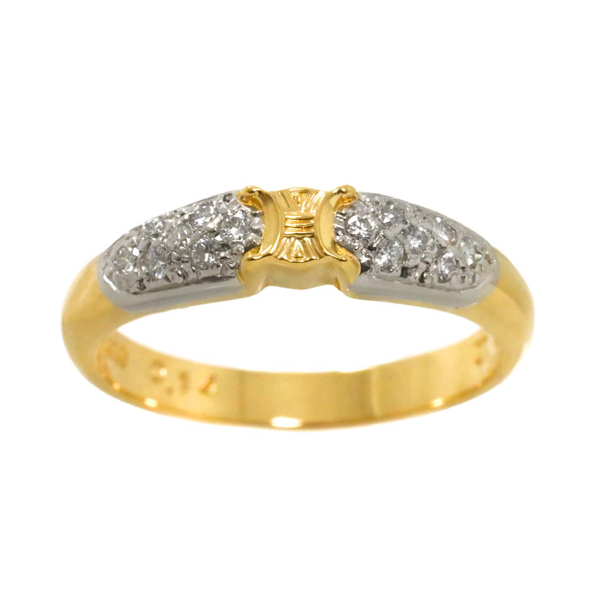 Macadam Diamond 0.14ct Ring Pt 18K YG 750 size5.5-5.75(US)