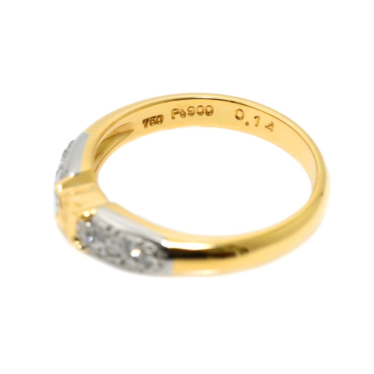 Macadam Diamond 0.14ct Ring Pt 18K YG 750 size5.5-5.75(US)