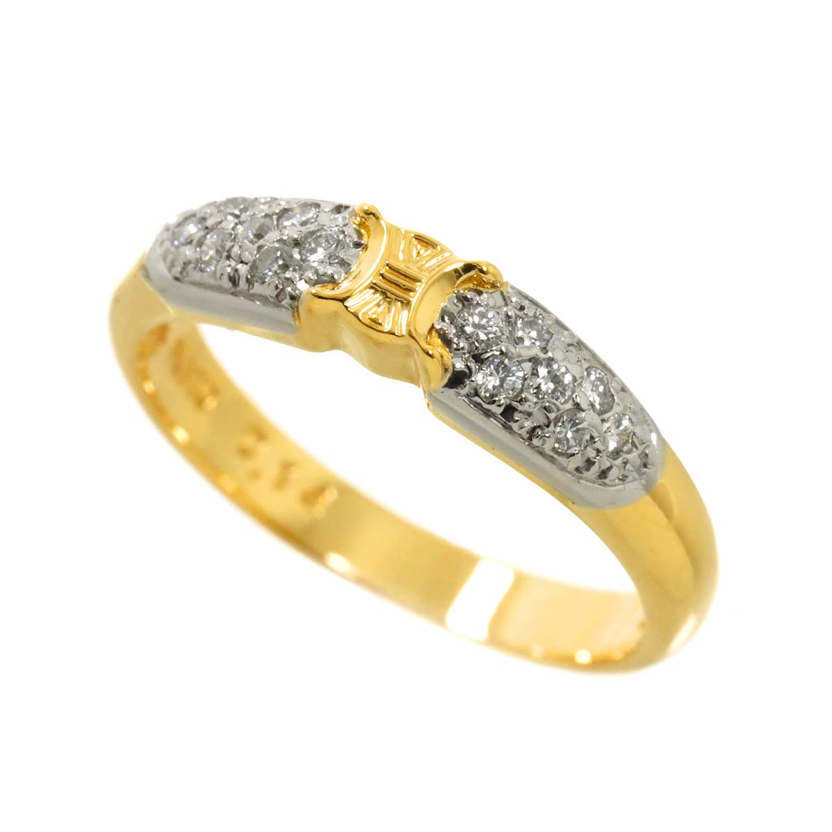 Macadam Diamond 0.14ct Ring Pt 18K YG 750 size5.5-5.75(US)