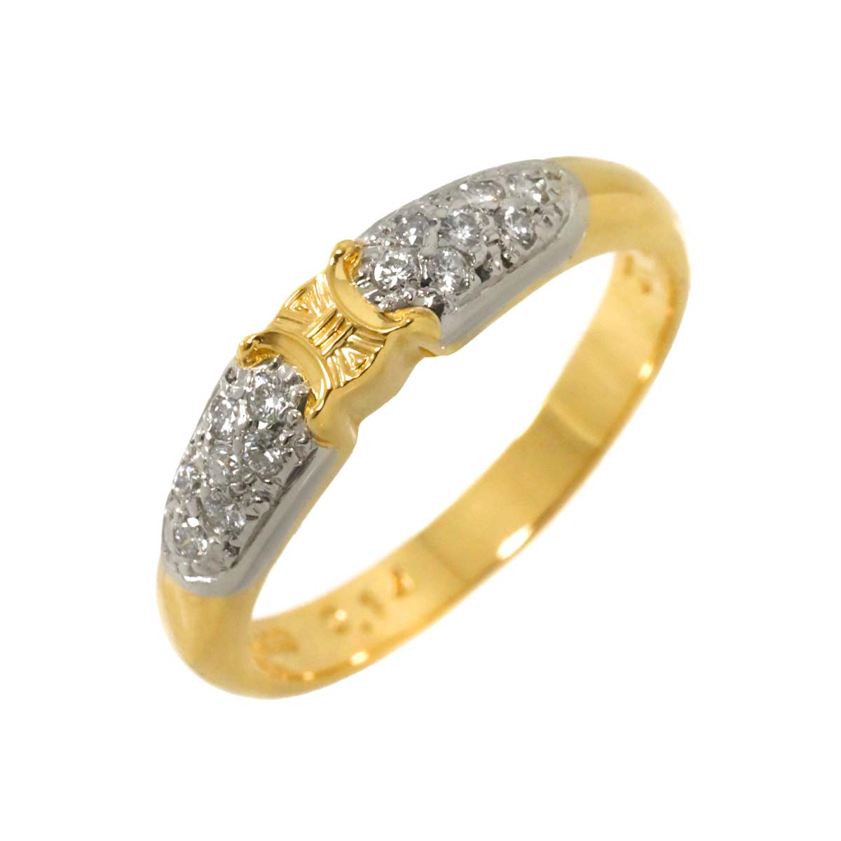 Macadam Diamond 0.14ct Ring Pt 18K YG 750 size5.5-5.75(US)