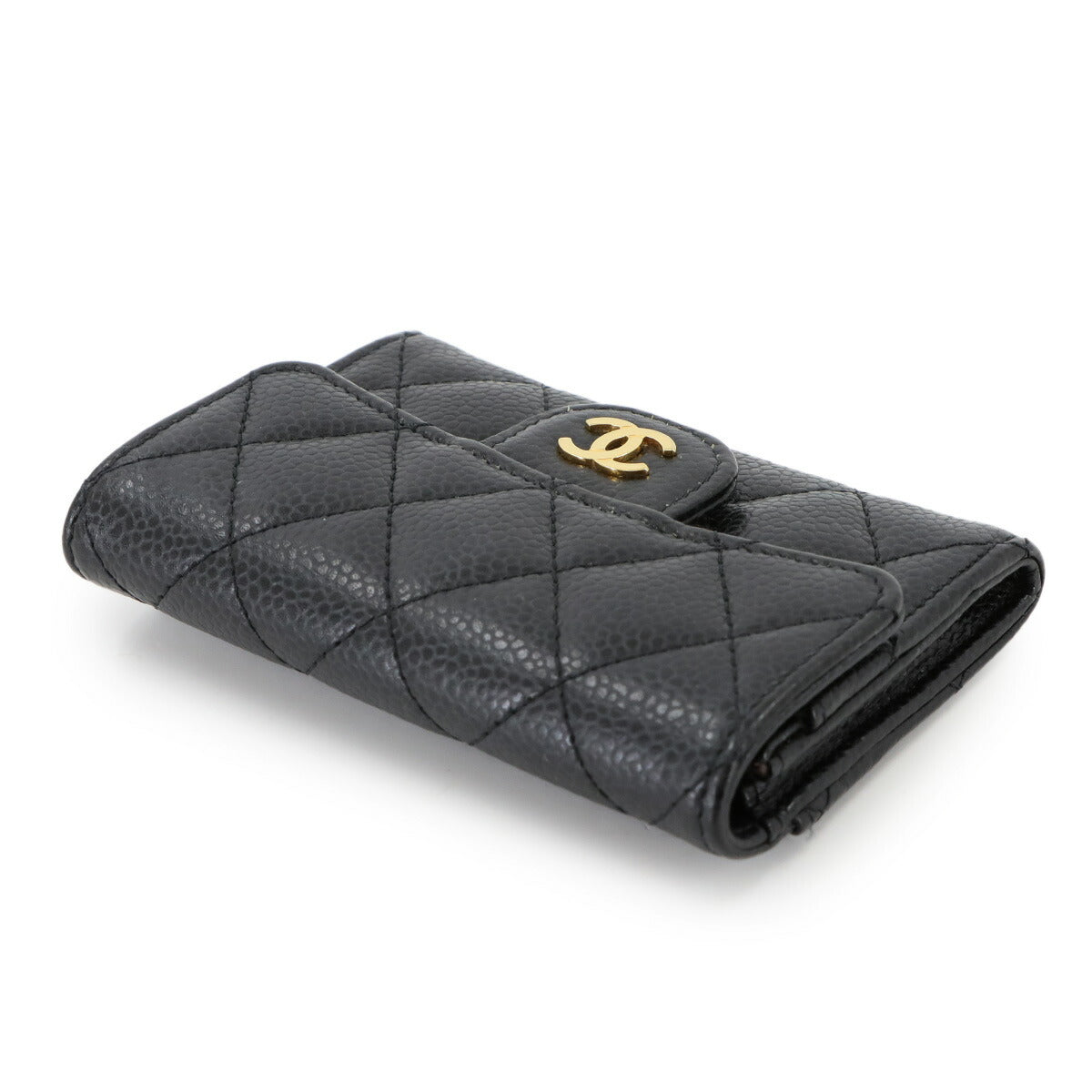 Matelasse Card Case Leather Black AP0214 Accessory