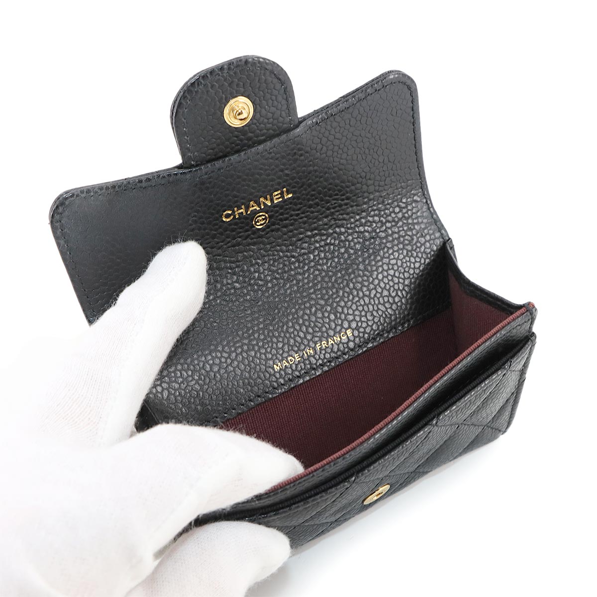 Matelasse Card Case Leather Black AP0214 Accessory