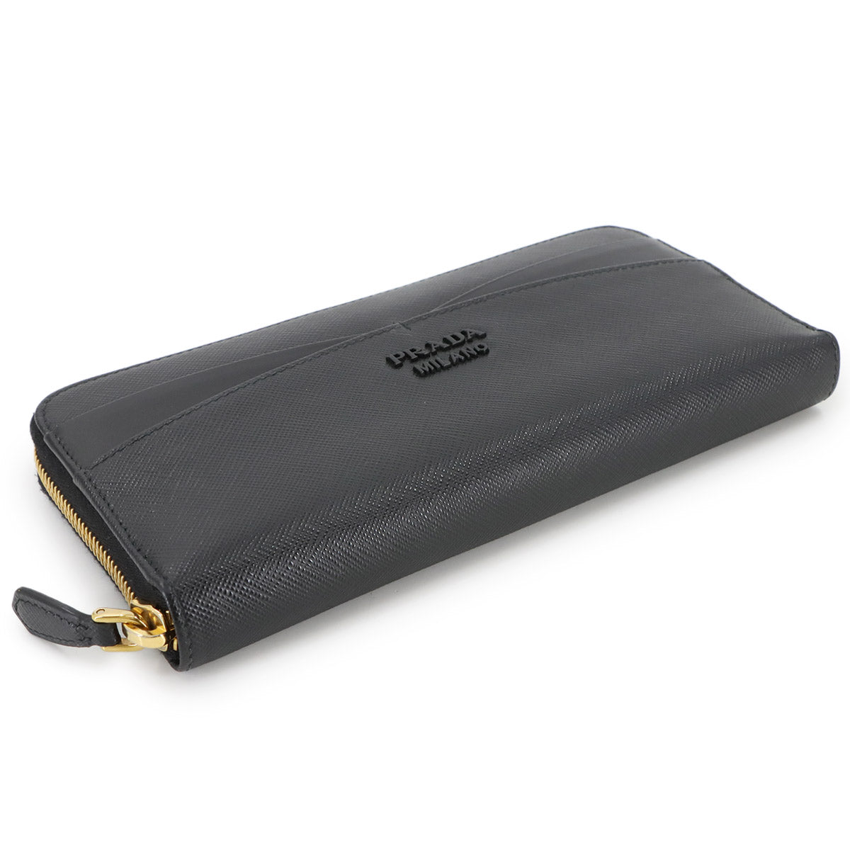 Zipped Around Long Wallet Saffiano Leather Black 1ML506