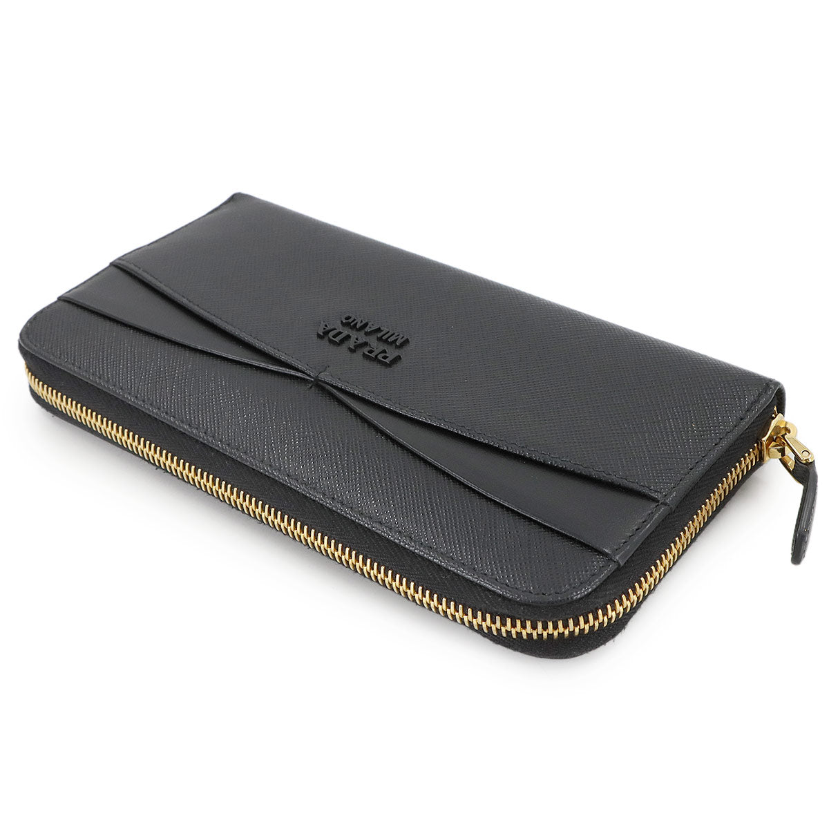 Zipped Around Long Wallet Saffiano Leather Black 1ML506