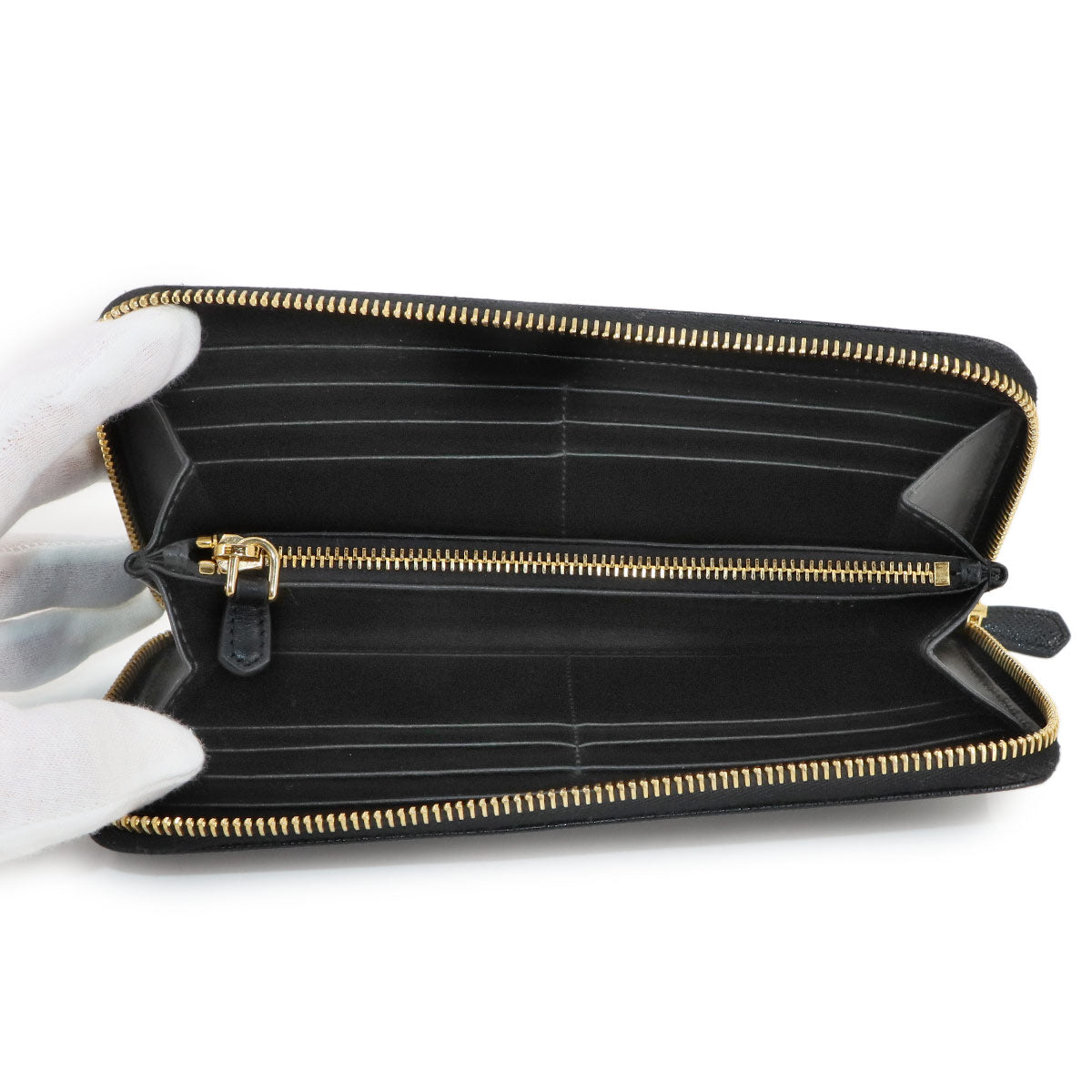 Zipped Around Long Wallet Saffiano Leather Black 1ML506
