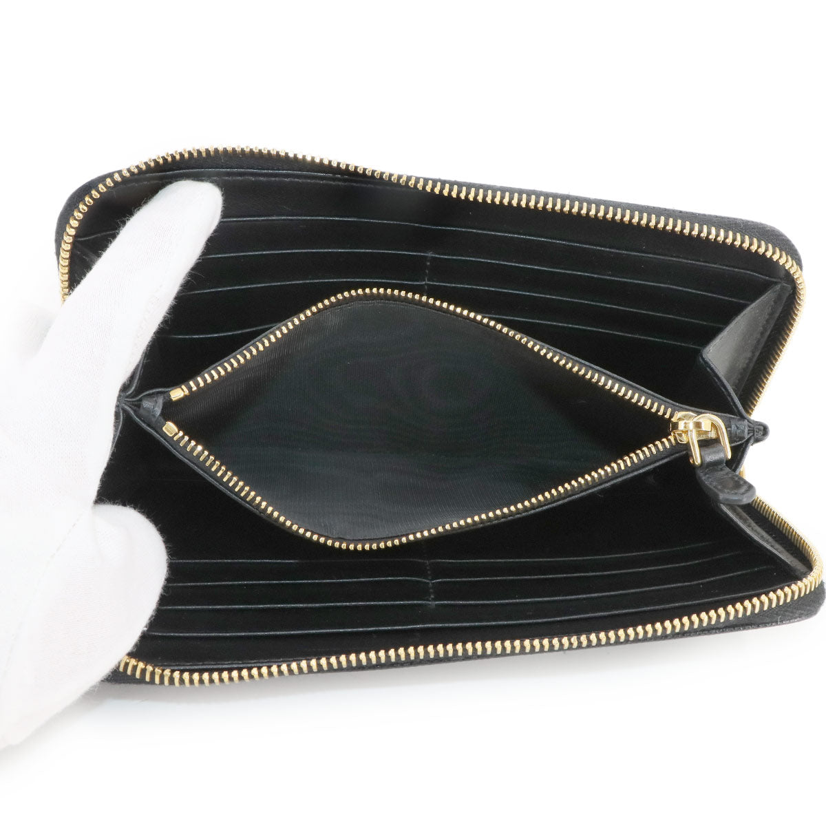 Zipped Around Long Wallet Saffiano Leather Black 1ML506