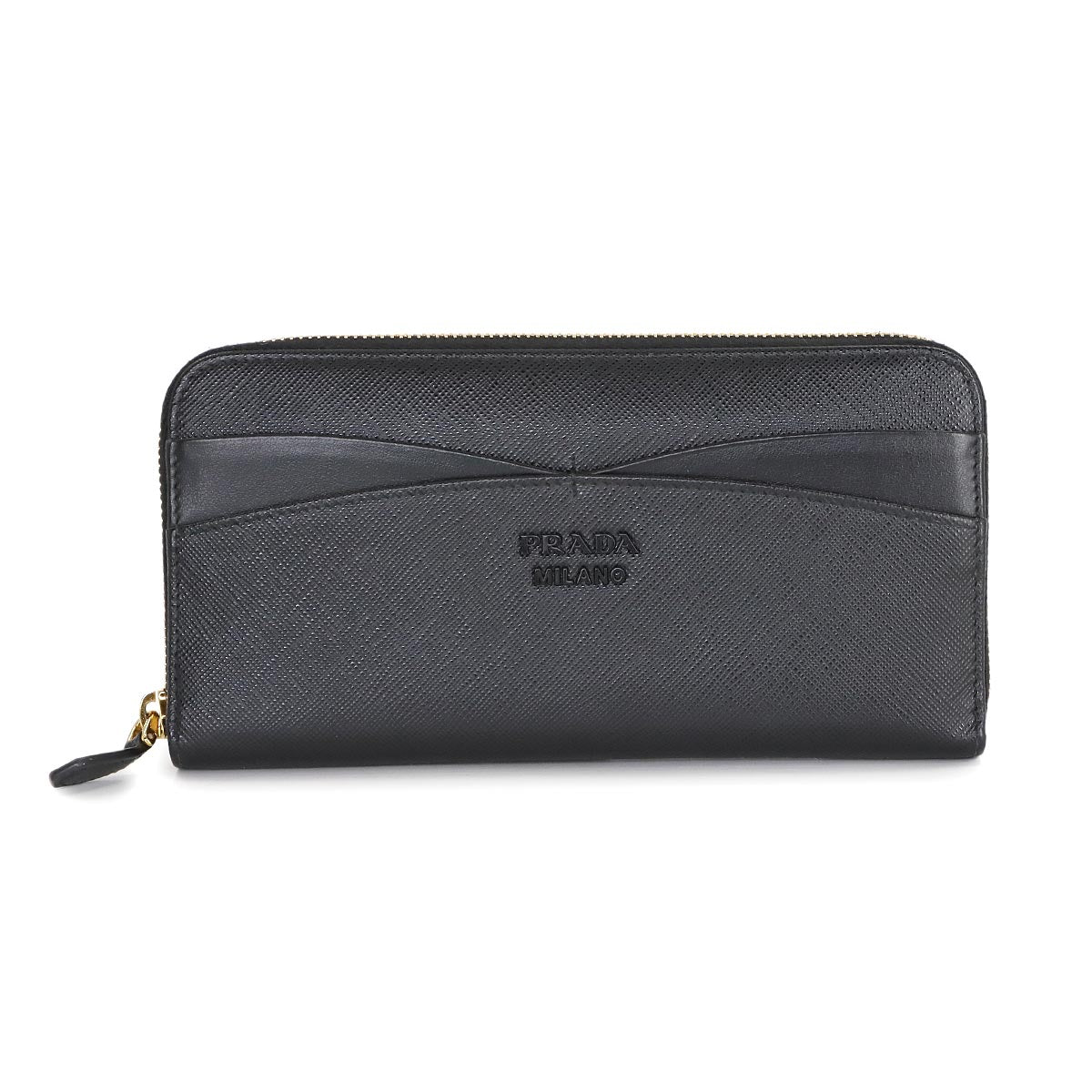 Zipped Around Long Wallet Saffiano Leather Black 1ML506