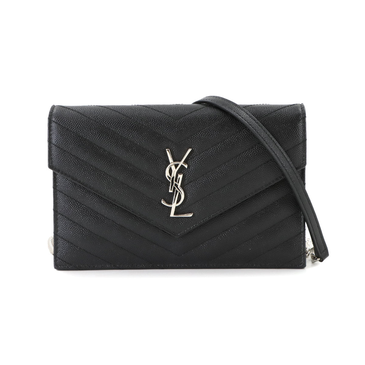 Cassandre Envelope Chain Wallet Leather Black 393953