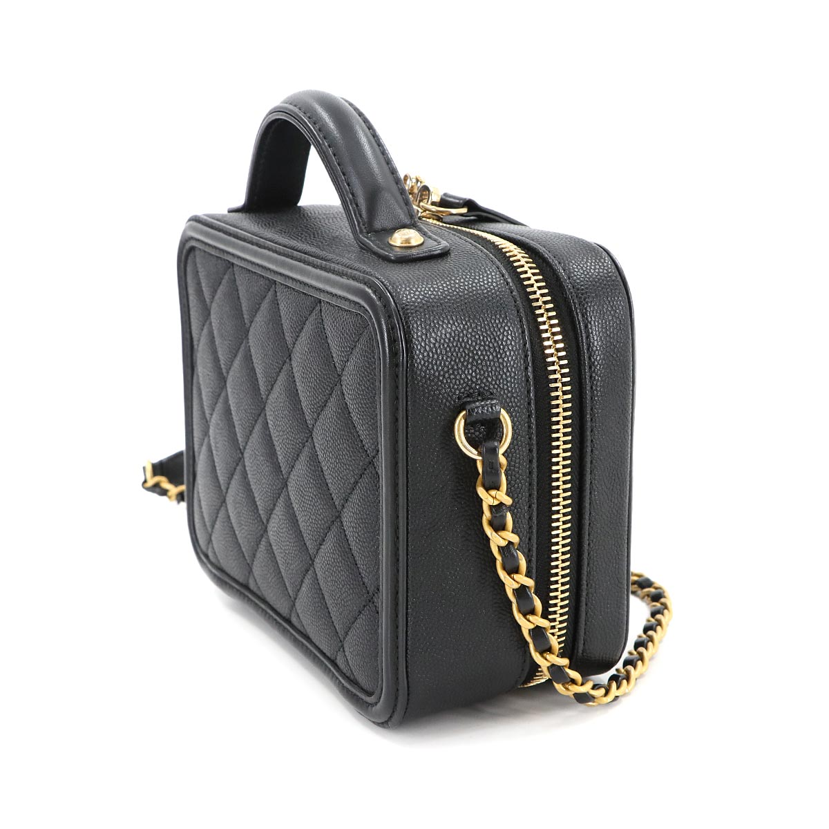 CC Filigree Small Vanity Hand Shoulder Bag Leather Black A93342
