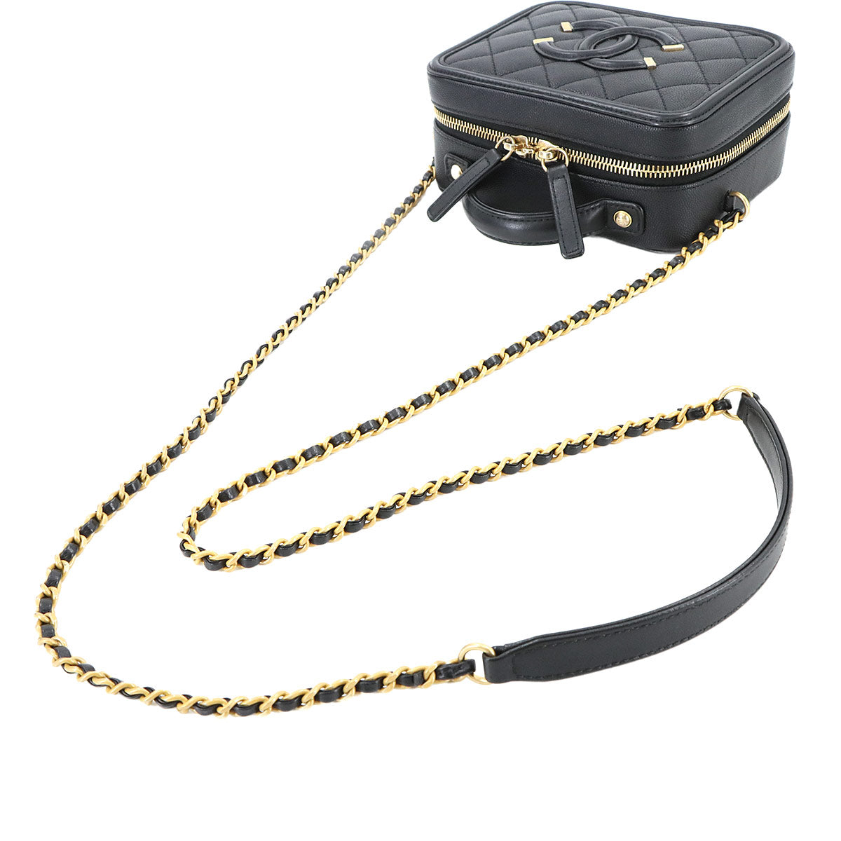 CC Filigree Small Vanity Hand Shoulder Bag Leather Black A93342