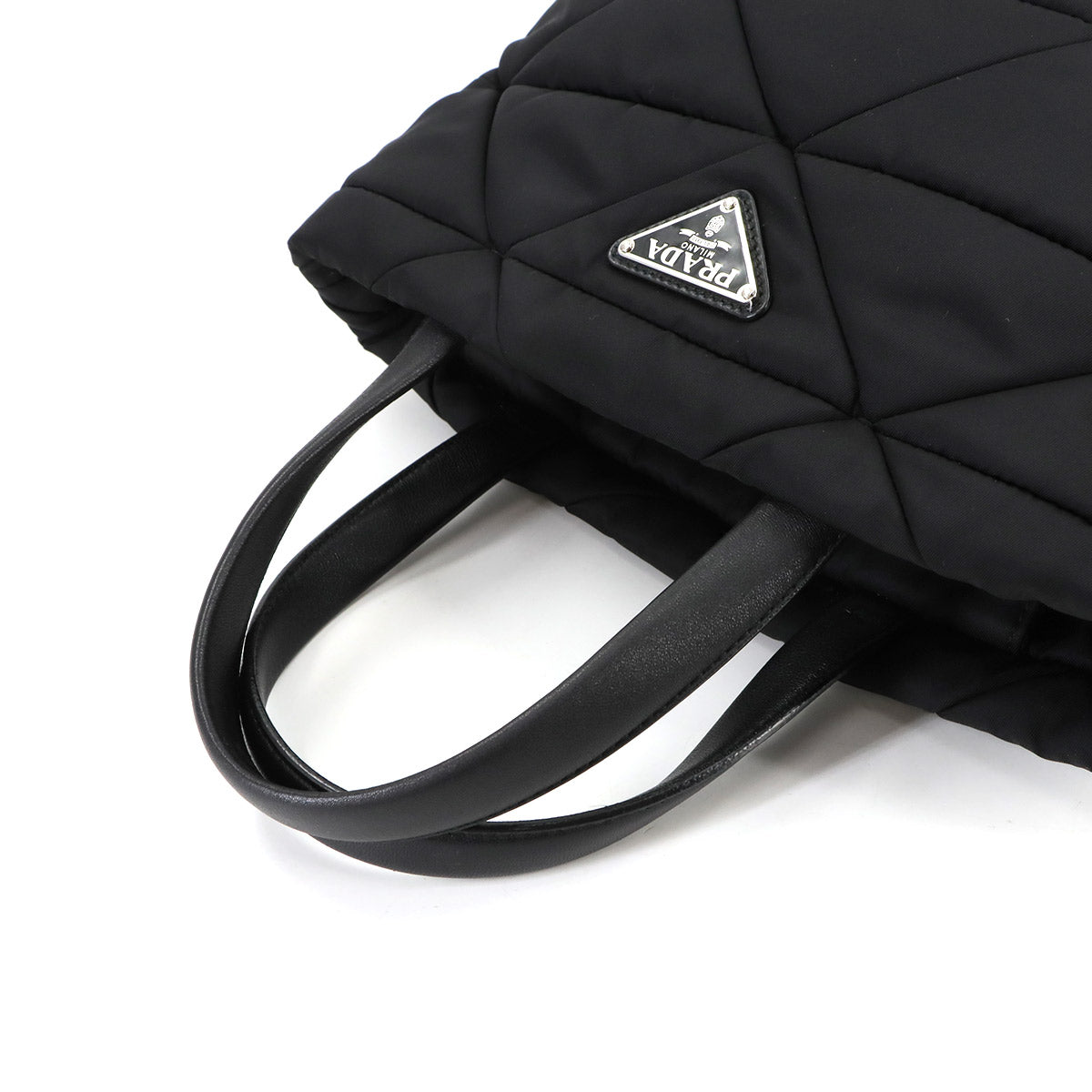 Small Padded 2way Tote Shoulder Bag Nylon Leather Nero 1BG373