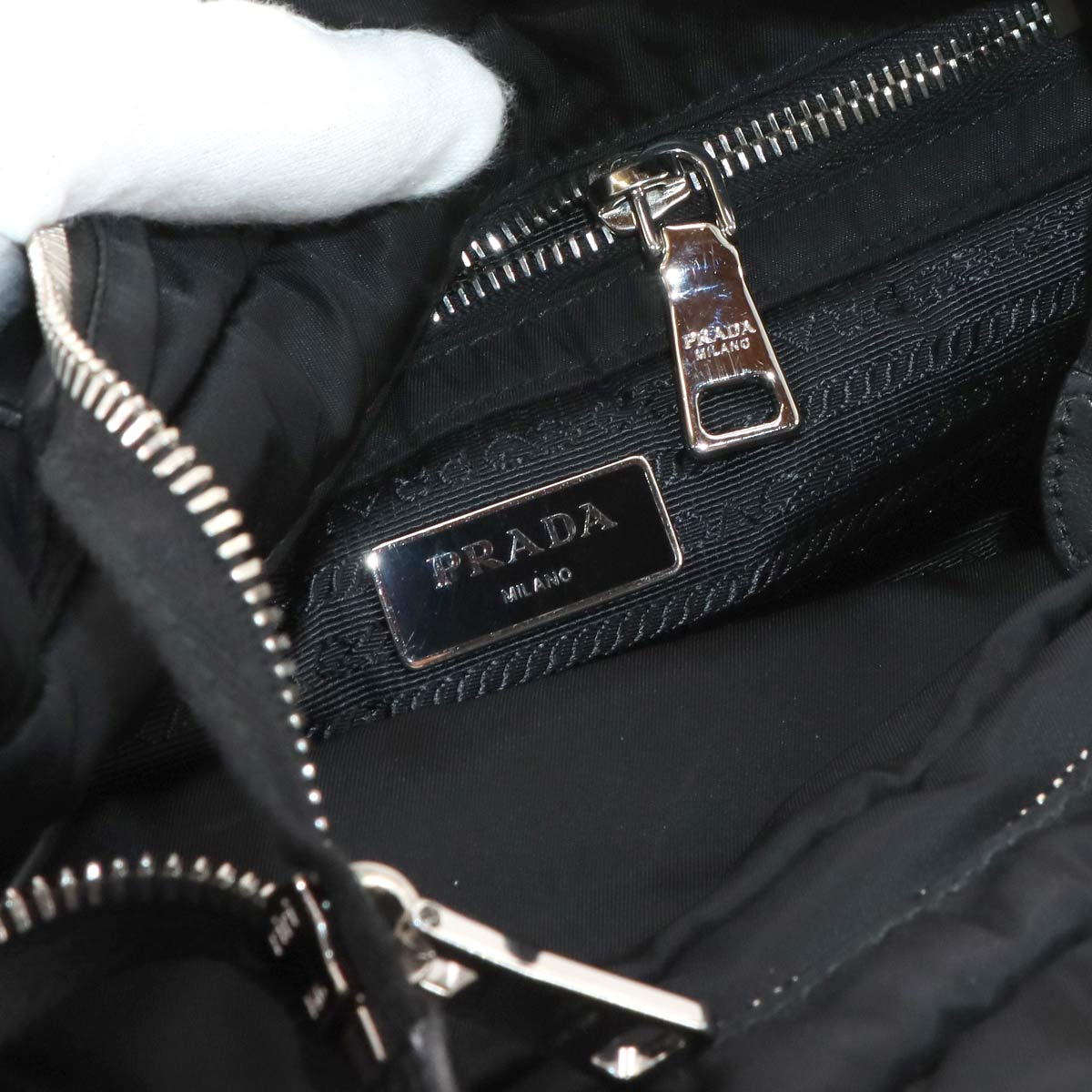 Small Padded 2way Tote Shoulder Bag Nylon Leather Nero 1BG373