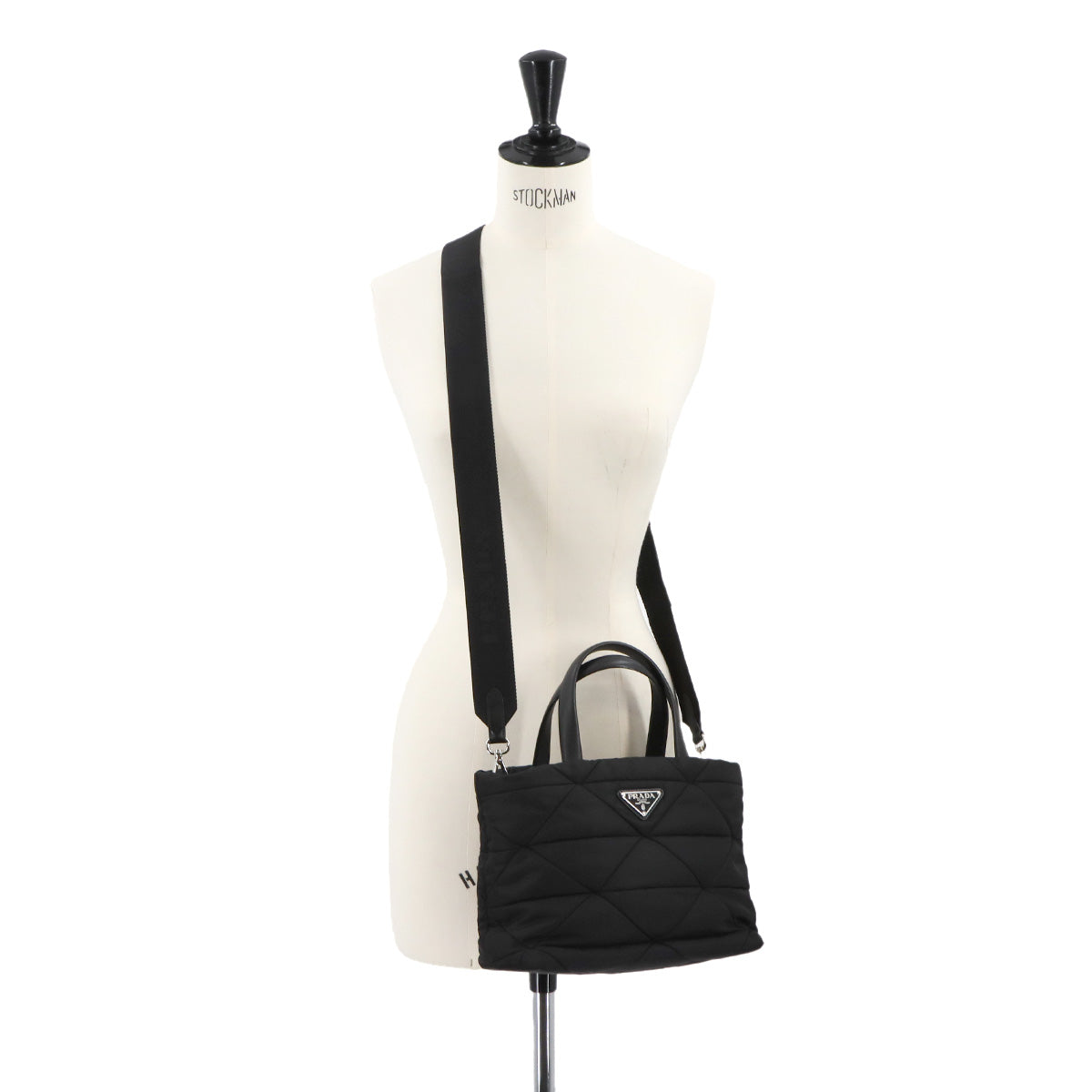 Small Padded 2way Tote Shoulder Bag Nylon Leather Nero 1BG373