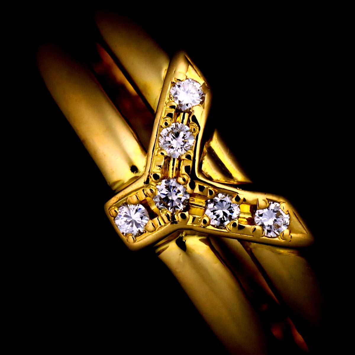 Diamond Ring 18K YG 750 size5.5-5.75(US)