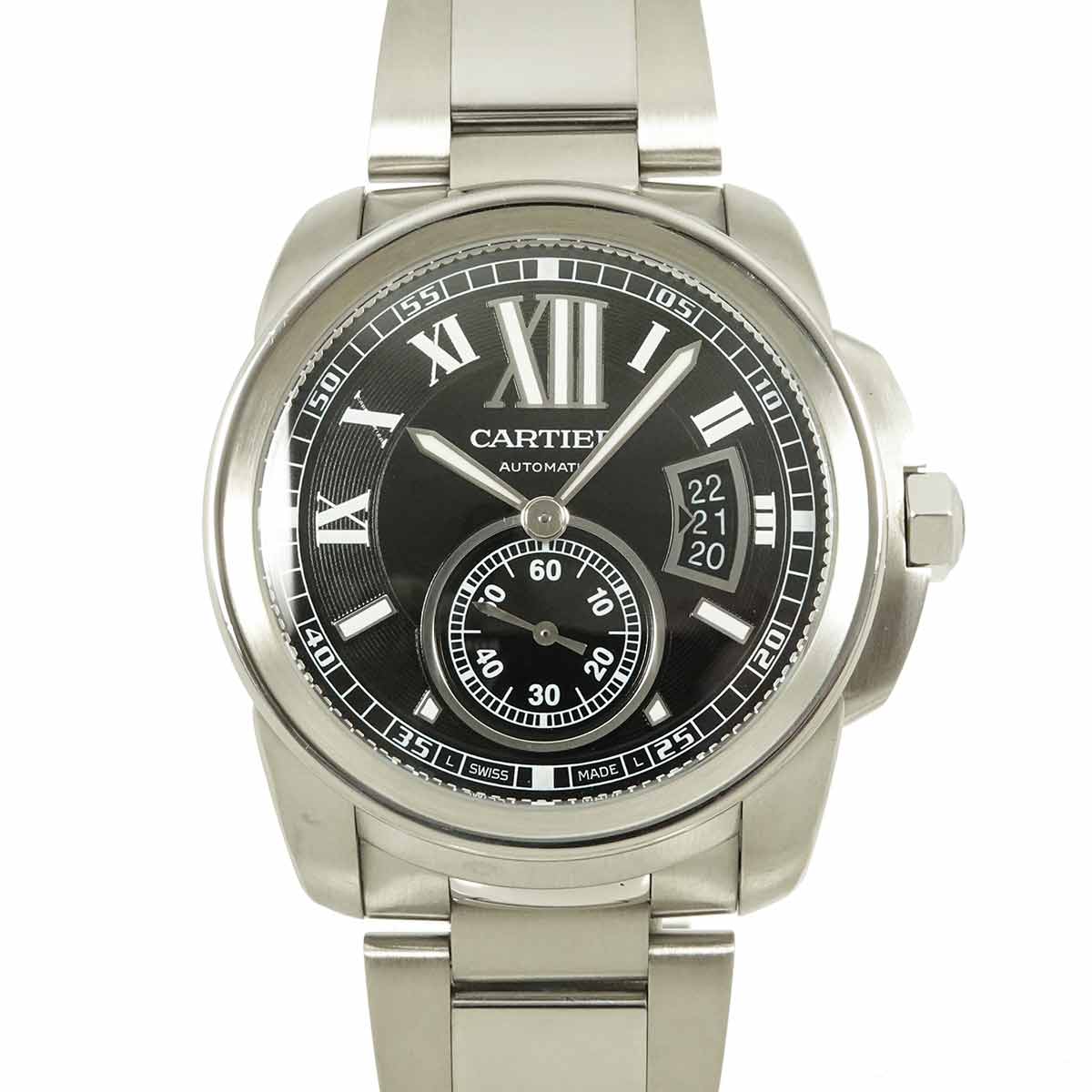 Caliber De Cartier W7100016 Date Black Dial Mens Watch