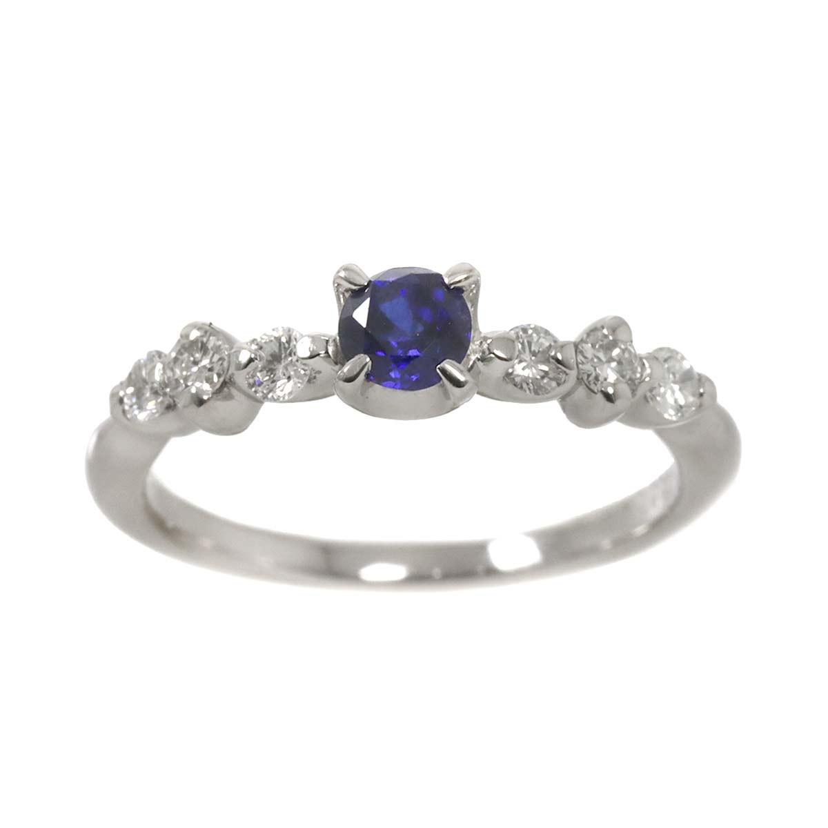 Sapphire 0.266ct Diamond 0.34ct Ring Pt Platinum size5.25(US)