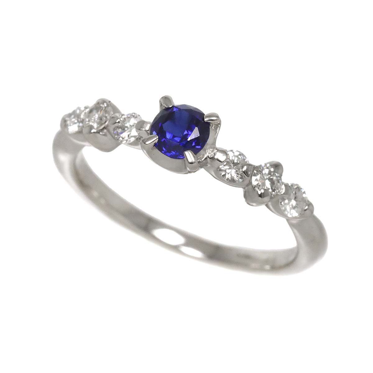 Sapphire 0.266ct Diamond 0.34ct Ring Pt Platinum size5.25(US)