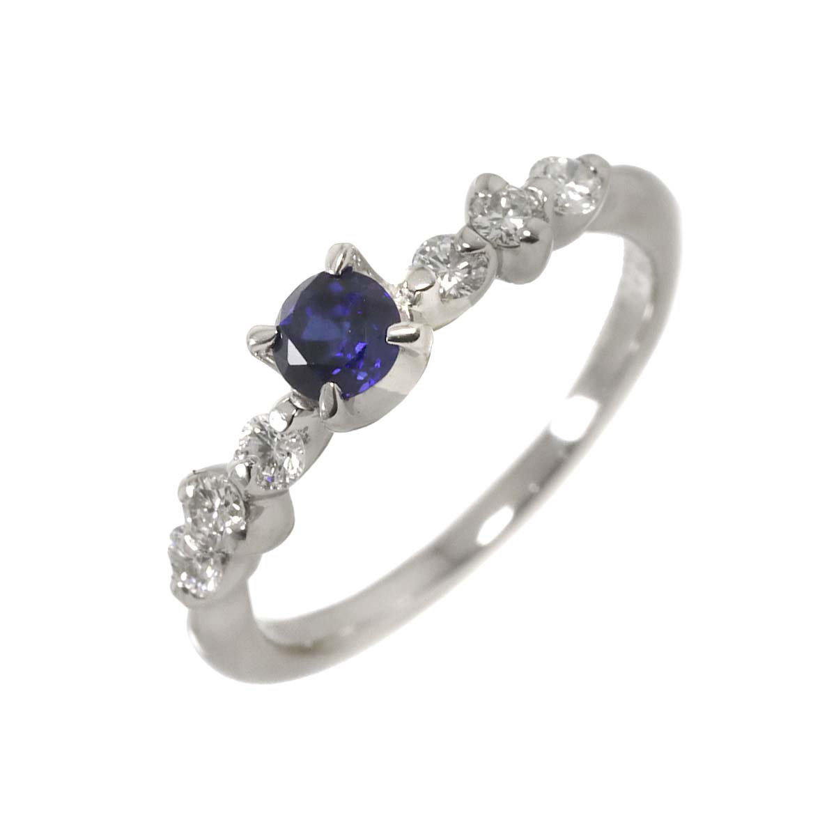 Sapphire 0.266ct Diamond 0.34ct Ring Pt Platinum size5.25(US)