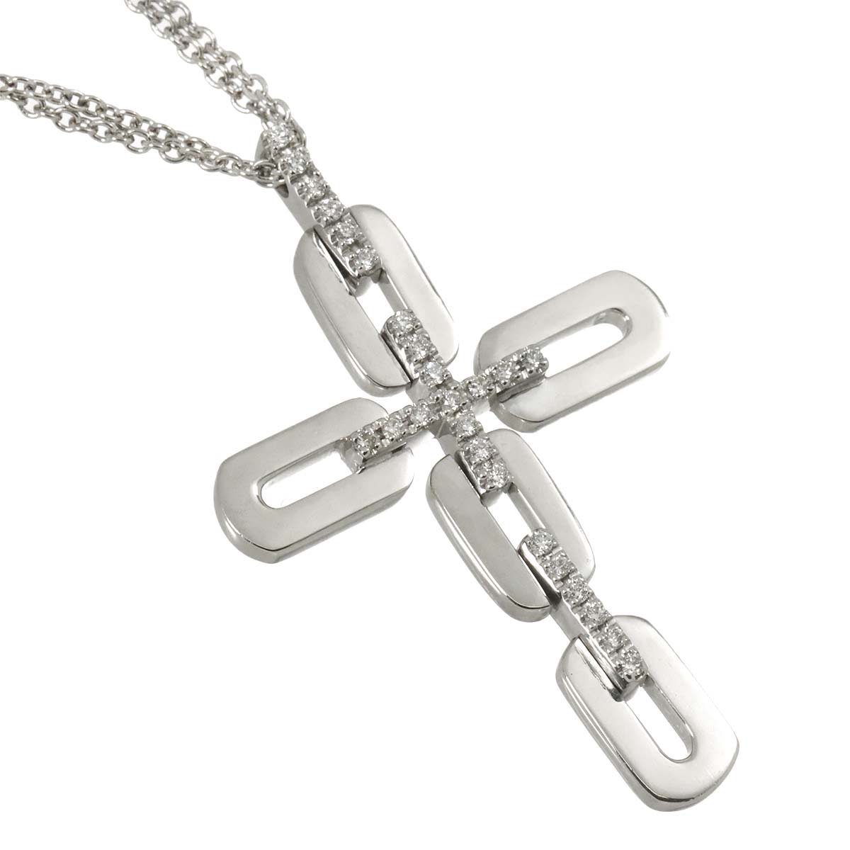 Diamond Cross Necklace 18K WG 750
