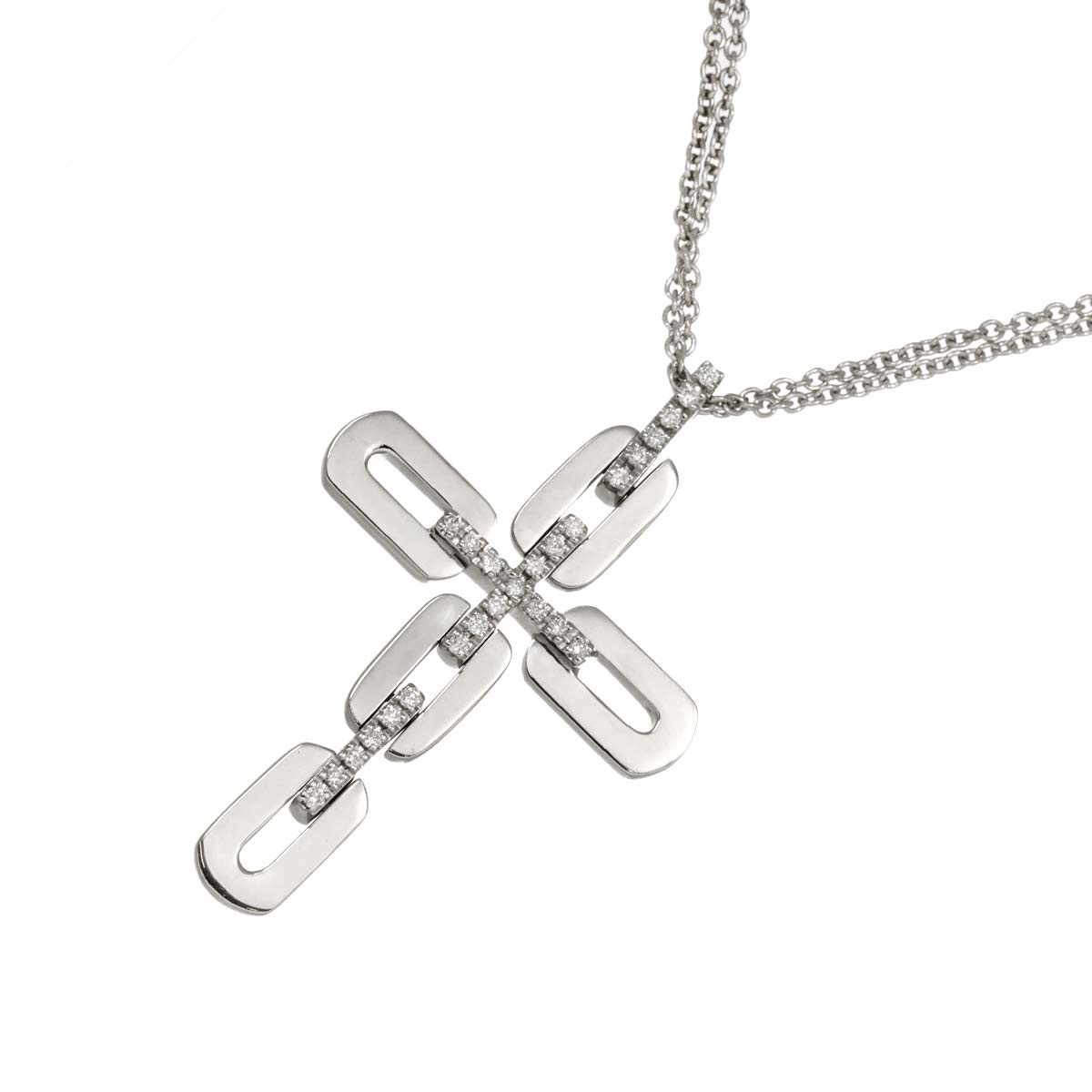 Diamond Cross Necklace 18K WG 750
