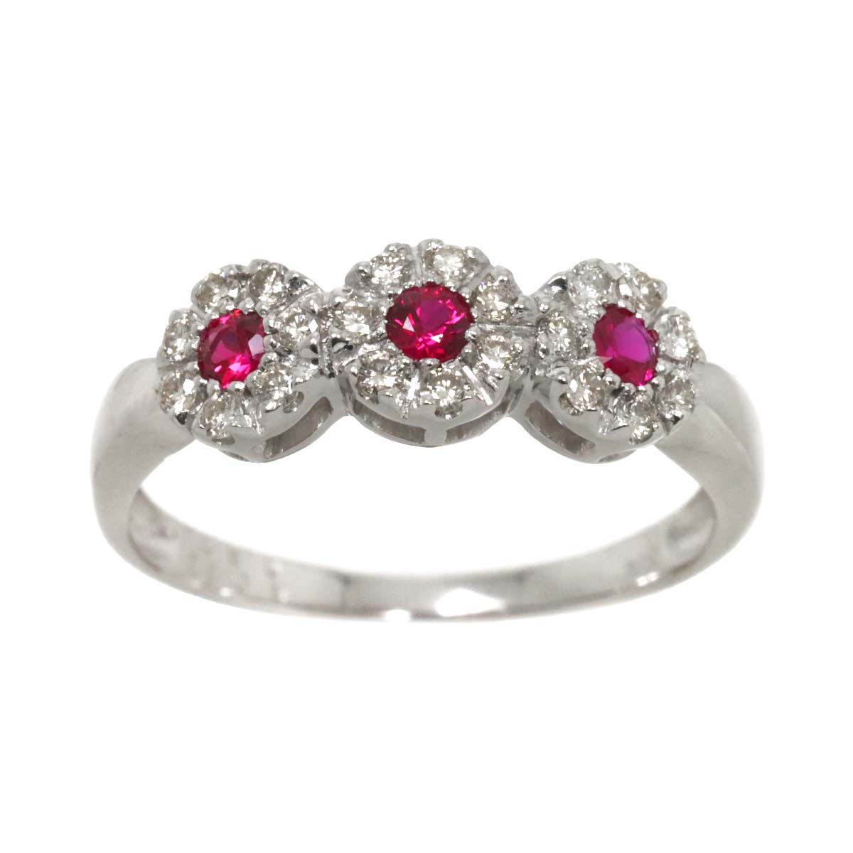 Ruby 0.22ct Diamond 0.24ct Ring 18K WG 750 size7.25(US)