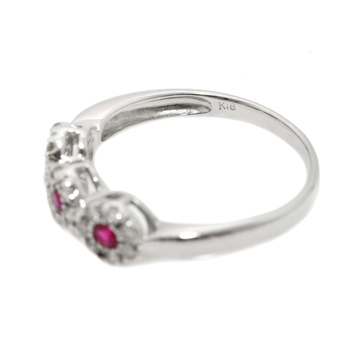 Ruby 0.22ct Diamond 0.24ct Ring 18K WG 750 size7.25(US)