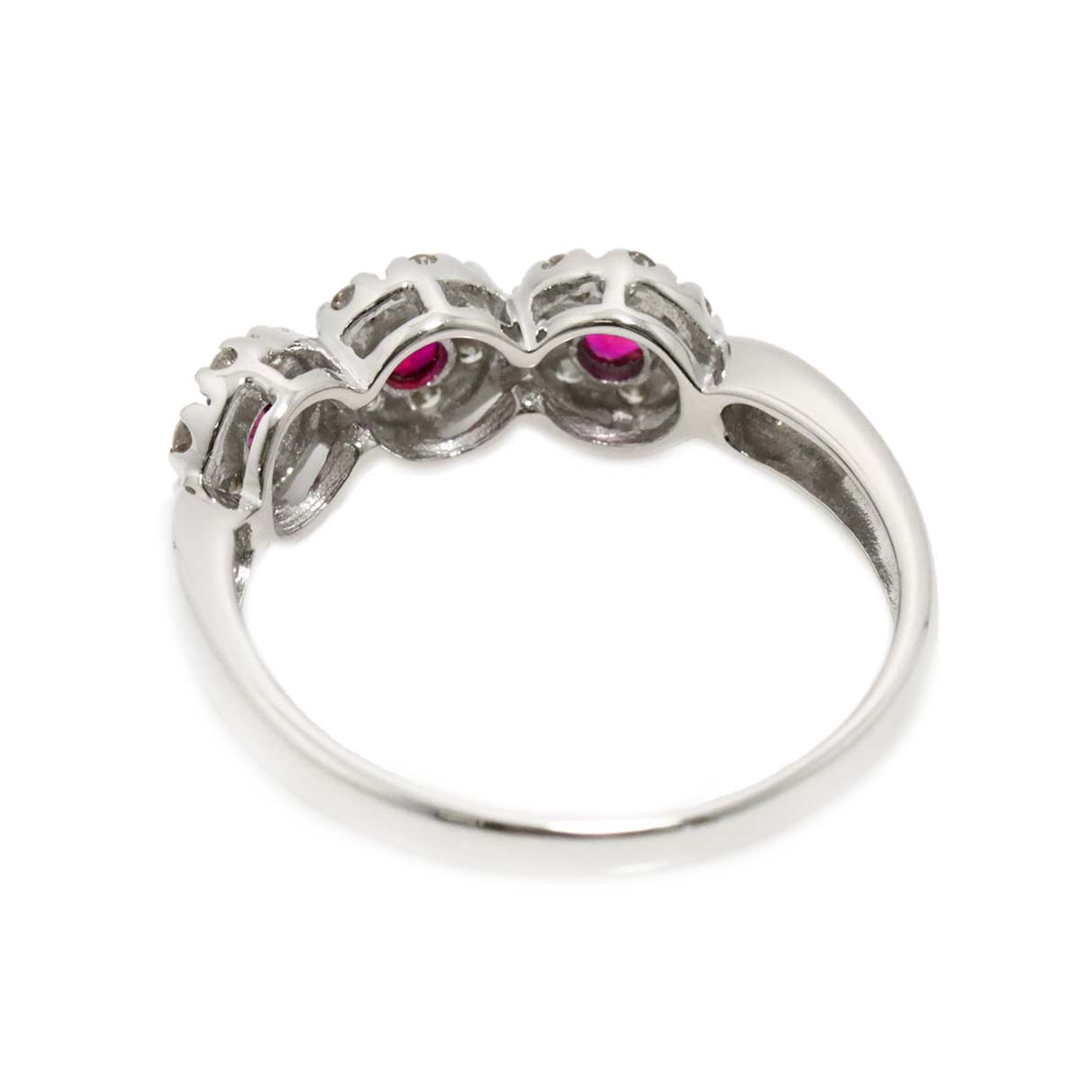 Ruby 0.22ct Diamond 0.24ct Ring 18K WG 750 size7.25(US)