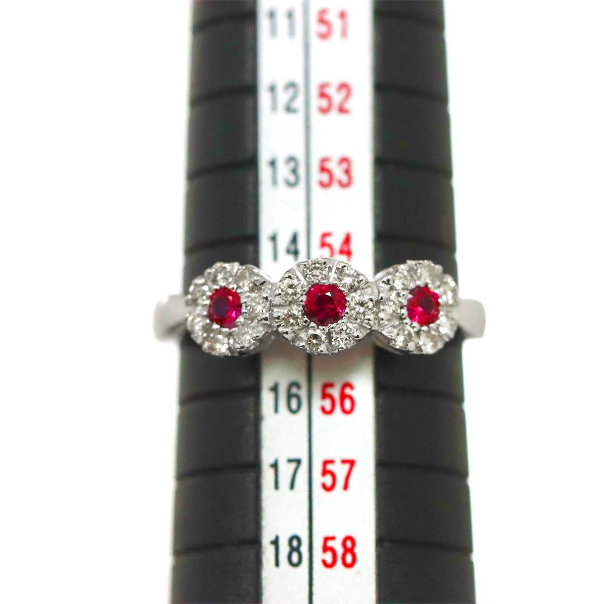 Ruby 0.22ct Diamond 0.24ct Ring 18K WG 750 size7.25(US)