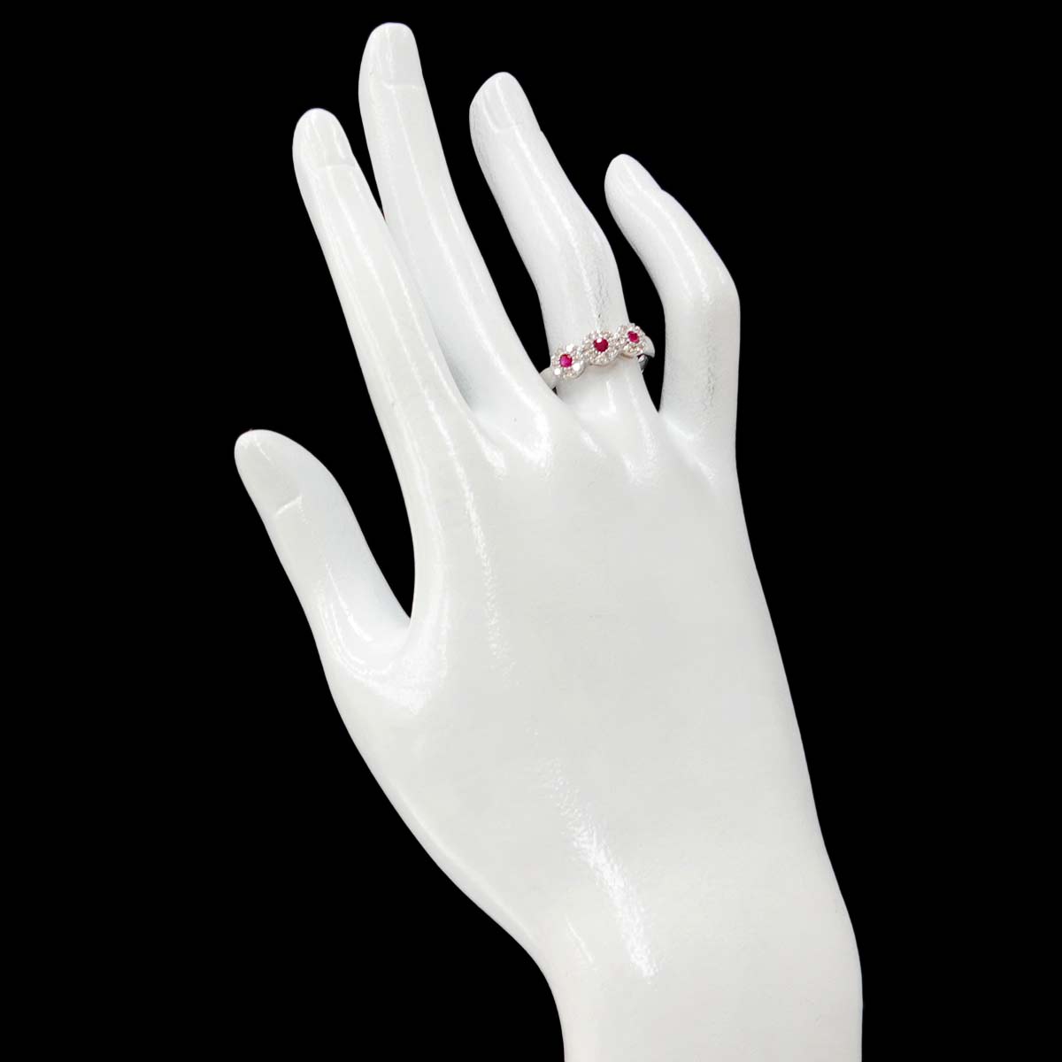 Ruby 0.22ct Diamond 0.24ct Ring 18K WG 750 size7.25(US)