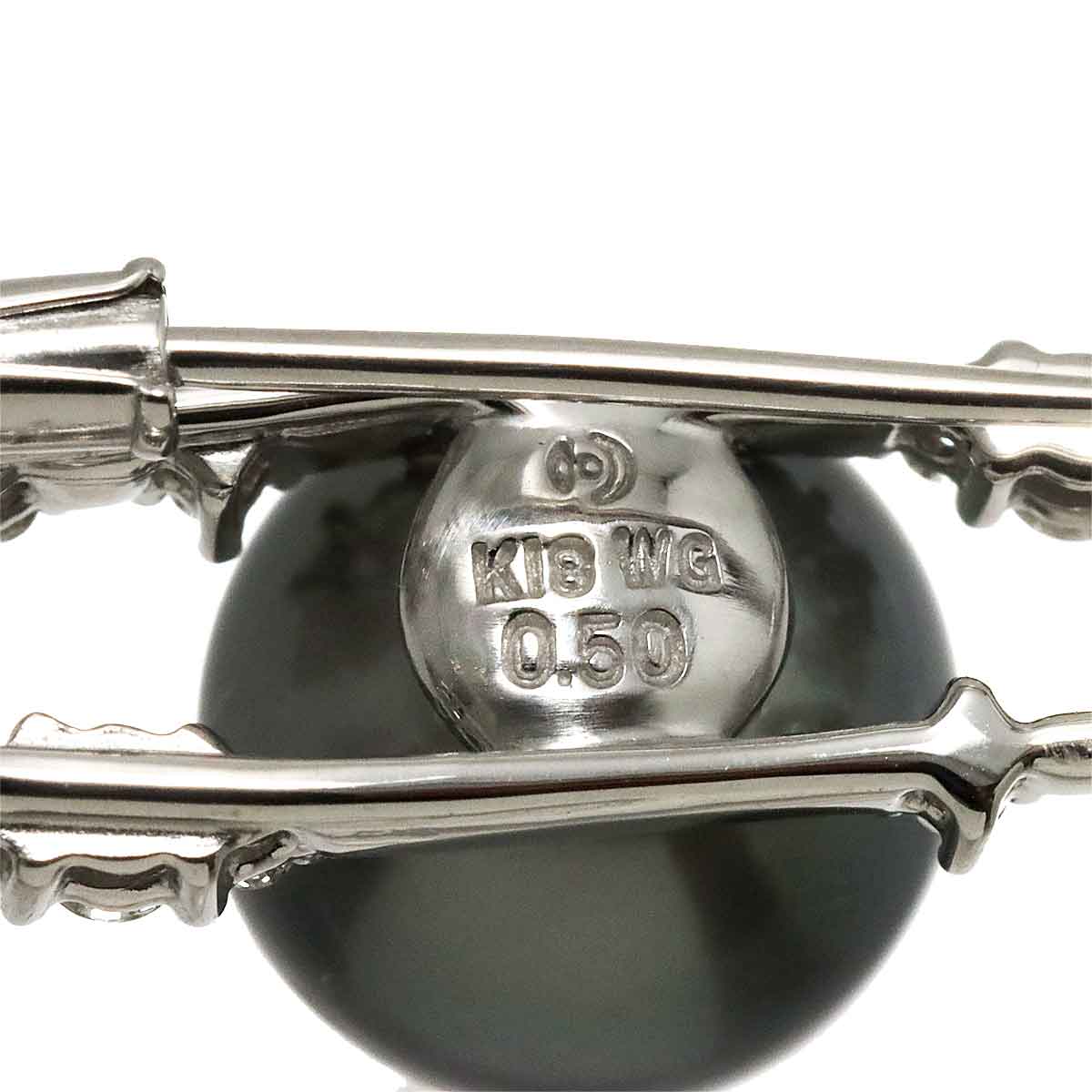 Black Pearl 10.4mm Diamond 0.50ct Brooch 18K WG 750