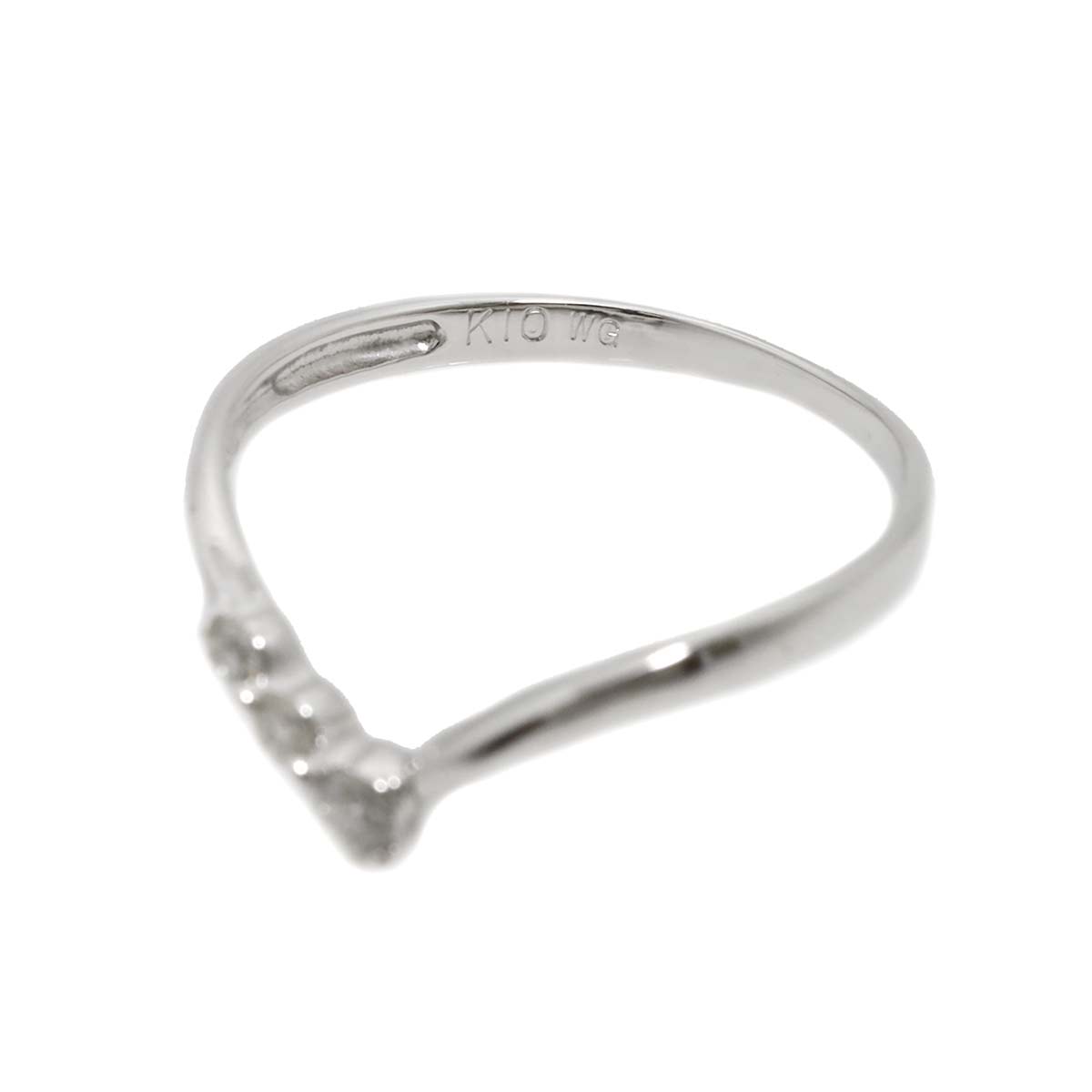 Diamond 0.10ct Ring 10K K10 WG White Gold size4(US)