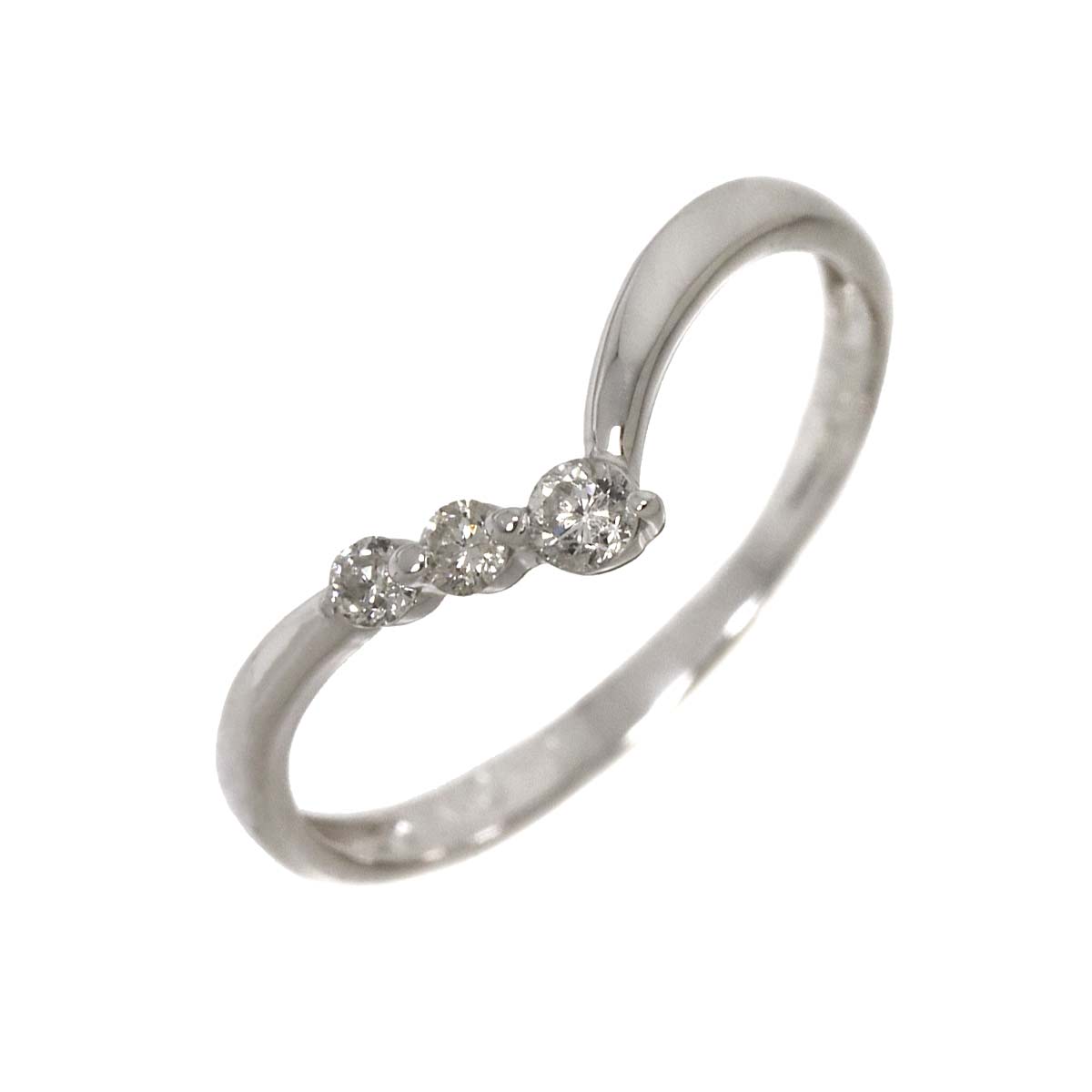 Diamond 0.10ct Ring 10K K10 WG White Gold size4(US)