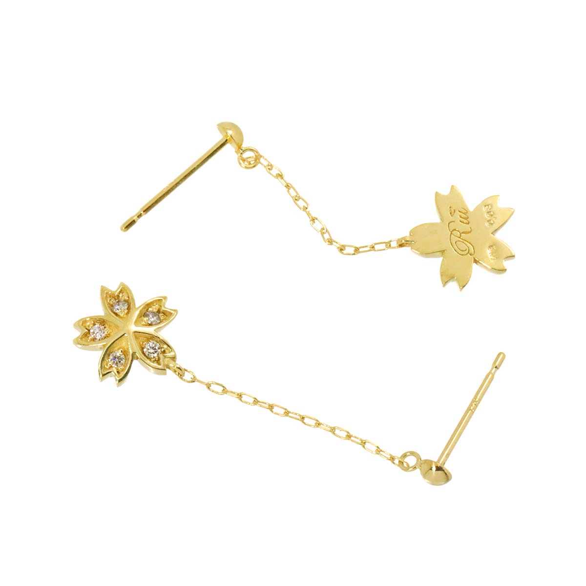 Diamond 0.03ct/0.03ct Earrings Pierced 18K YG Yellow Gold 750