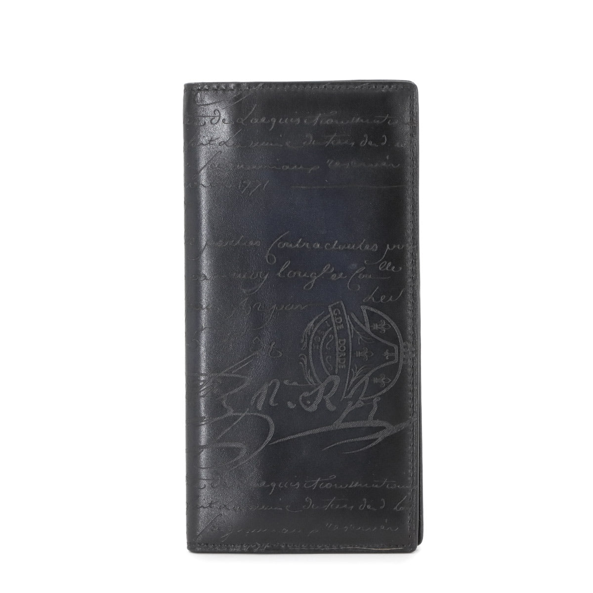 Calli Santal Scritto Long Wallet Venetian Leather Navy