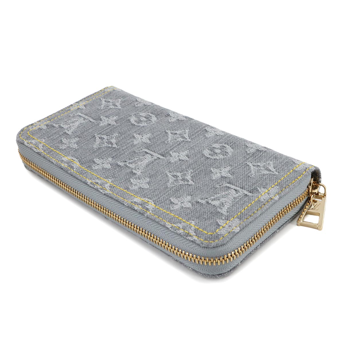 Monogram Denim Zippy Wallet Washed Gray M13214