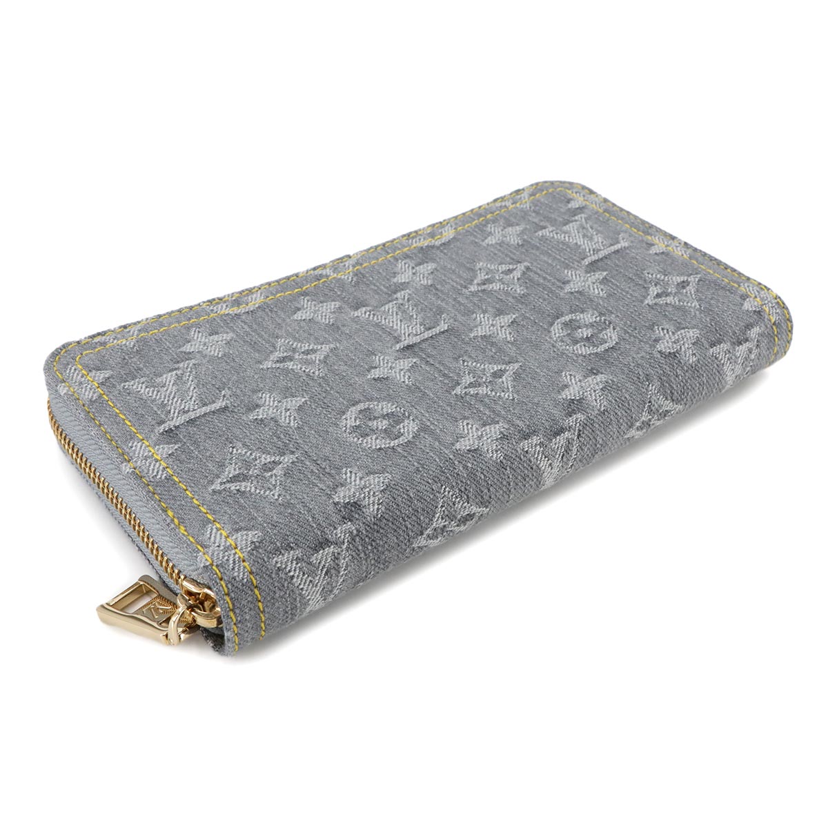 Monogram Denim Zippy Wallet Washed Gray M13214