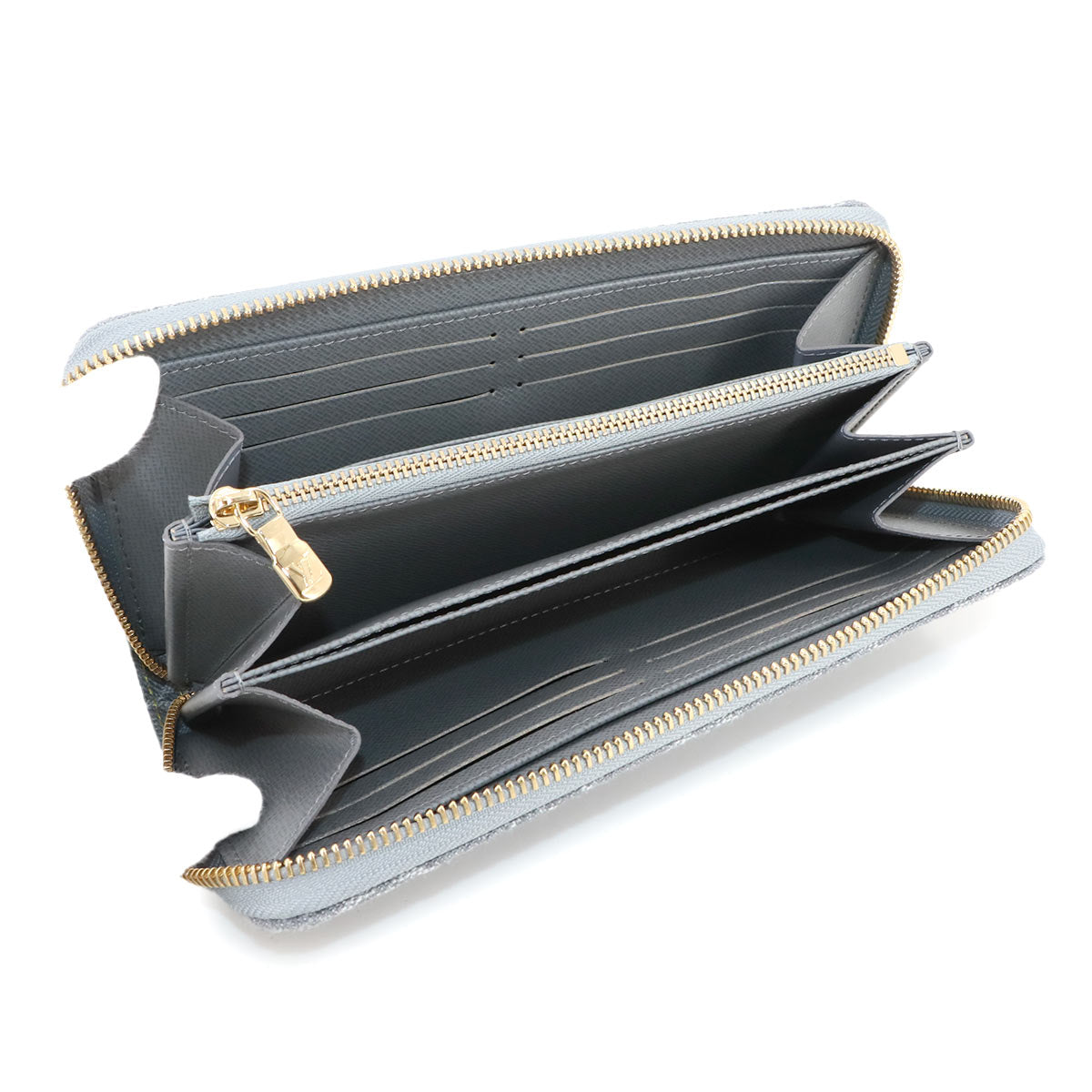 Monogram Denim Zippy Wallet Washed Gray M13214