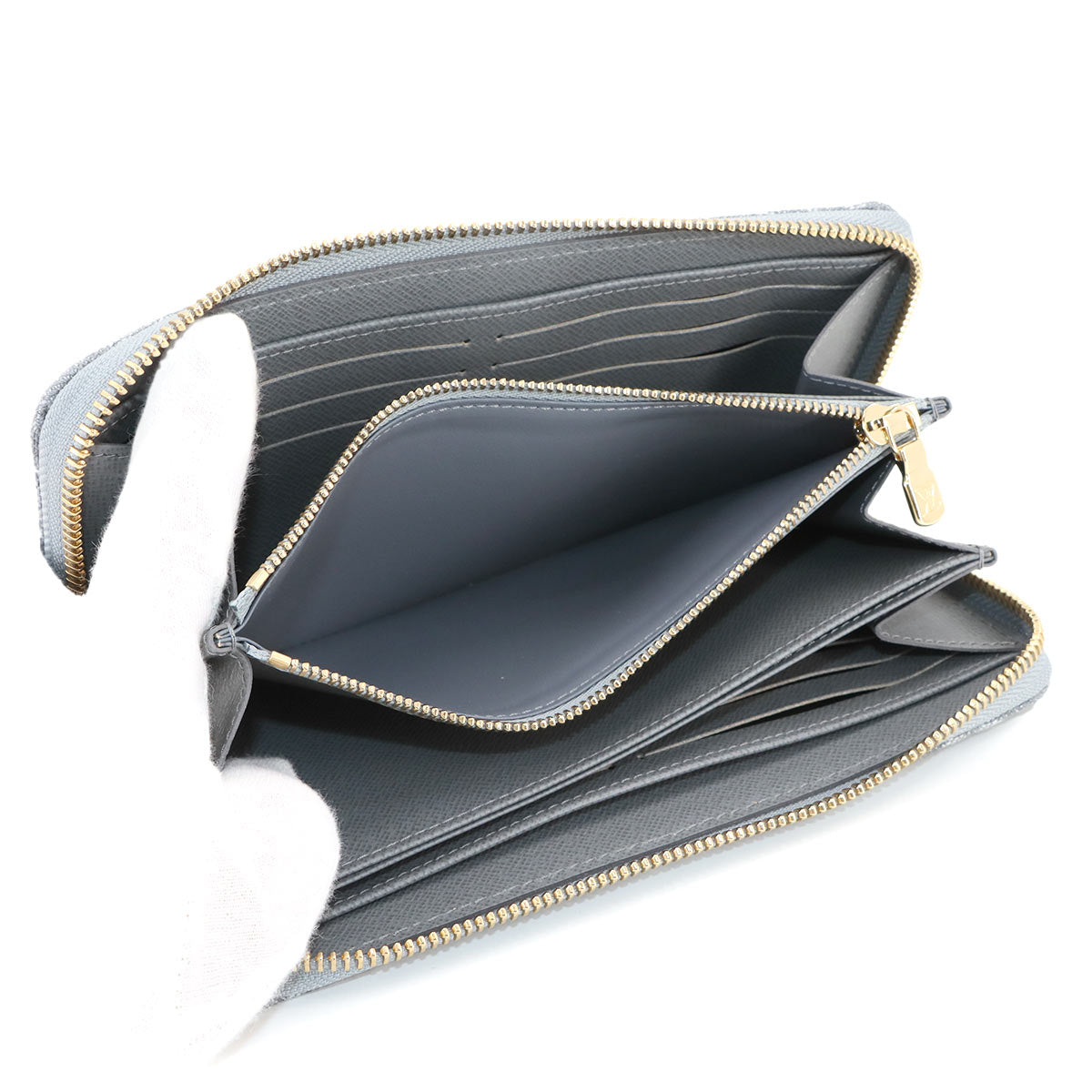 Monogram Denim Zippy Wallet Washed Gray M13214