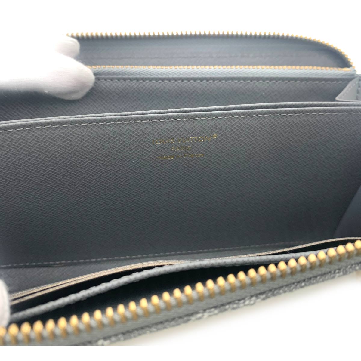 Monogram Denim Zippy Wallet Washed Gray M13214