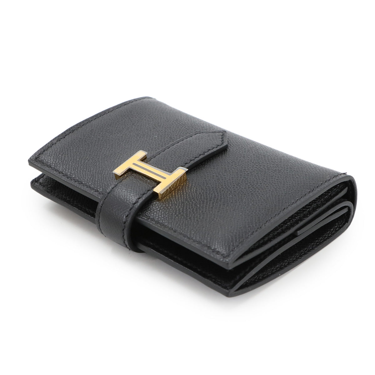 Bearn Mini Compact Coin Case Veau Madame Black Purse
