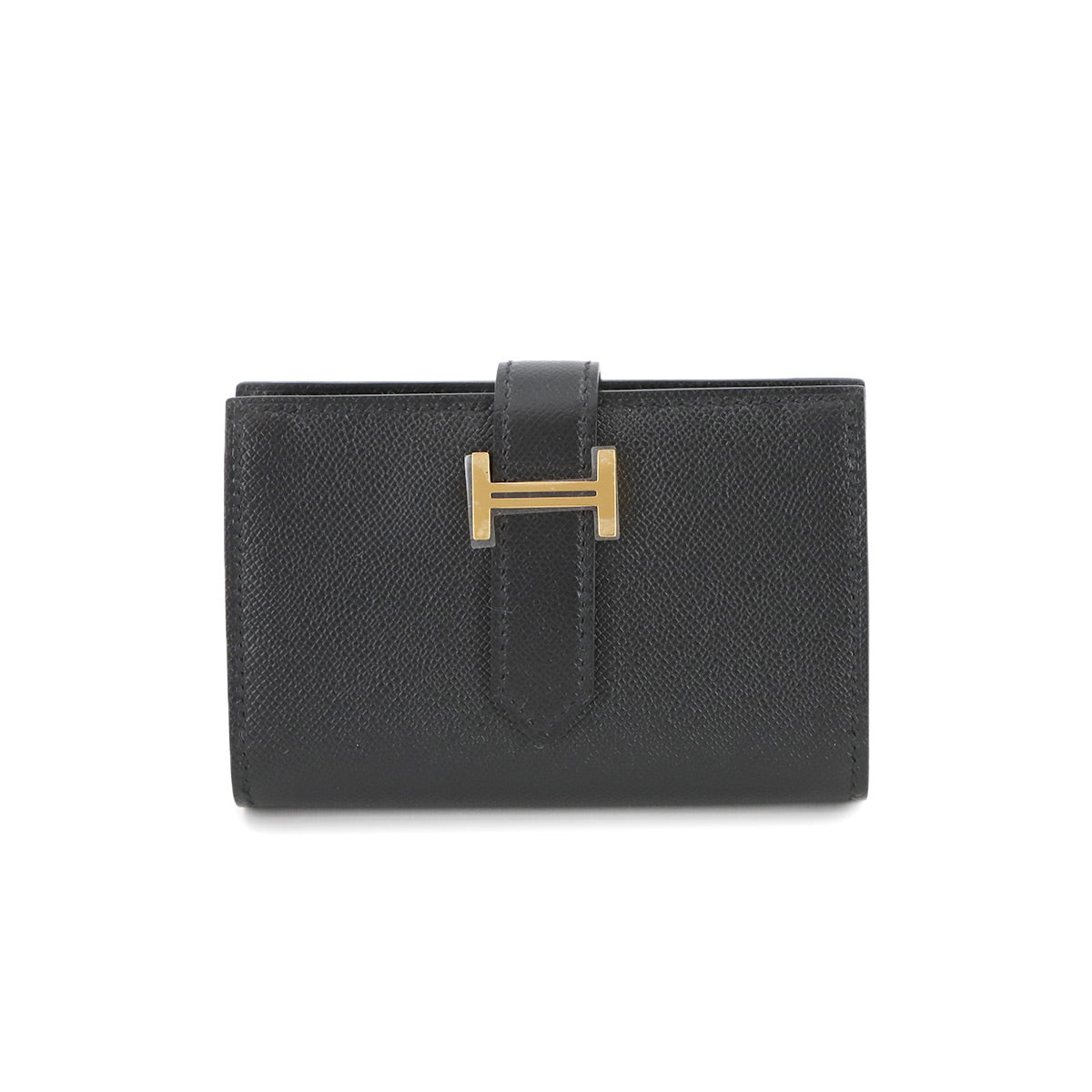 Bearn Mini Compact Coin Case Veau Madame Black Purse