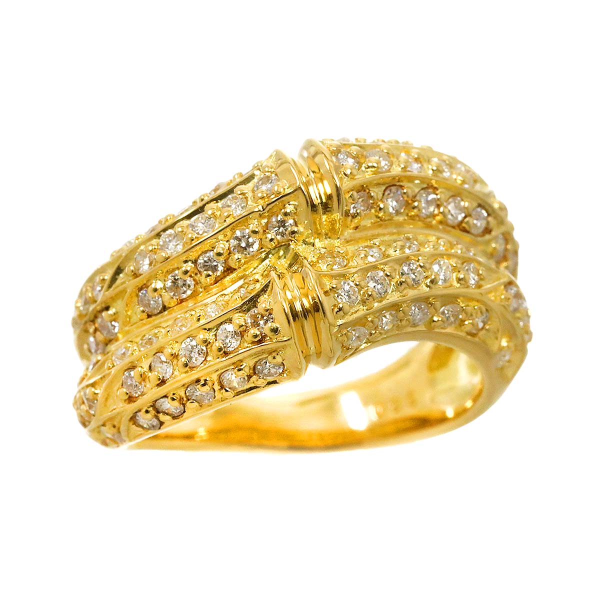 Diamond 0.83ct Ring 18K YG Yellow Gold 750 5.75-6(US)